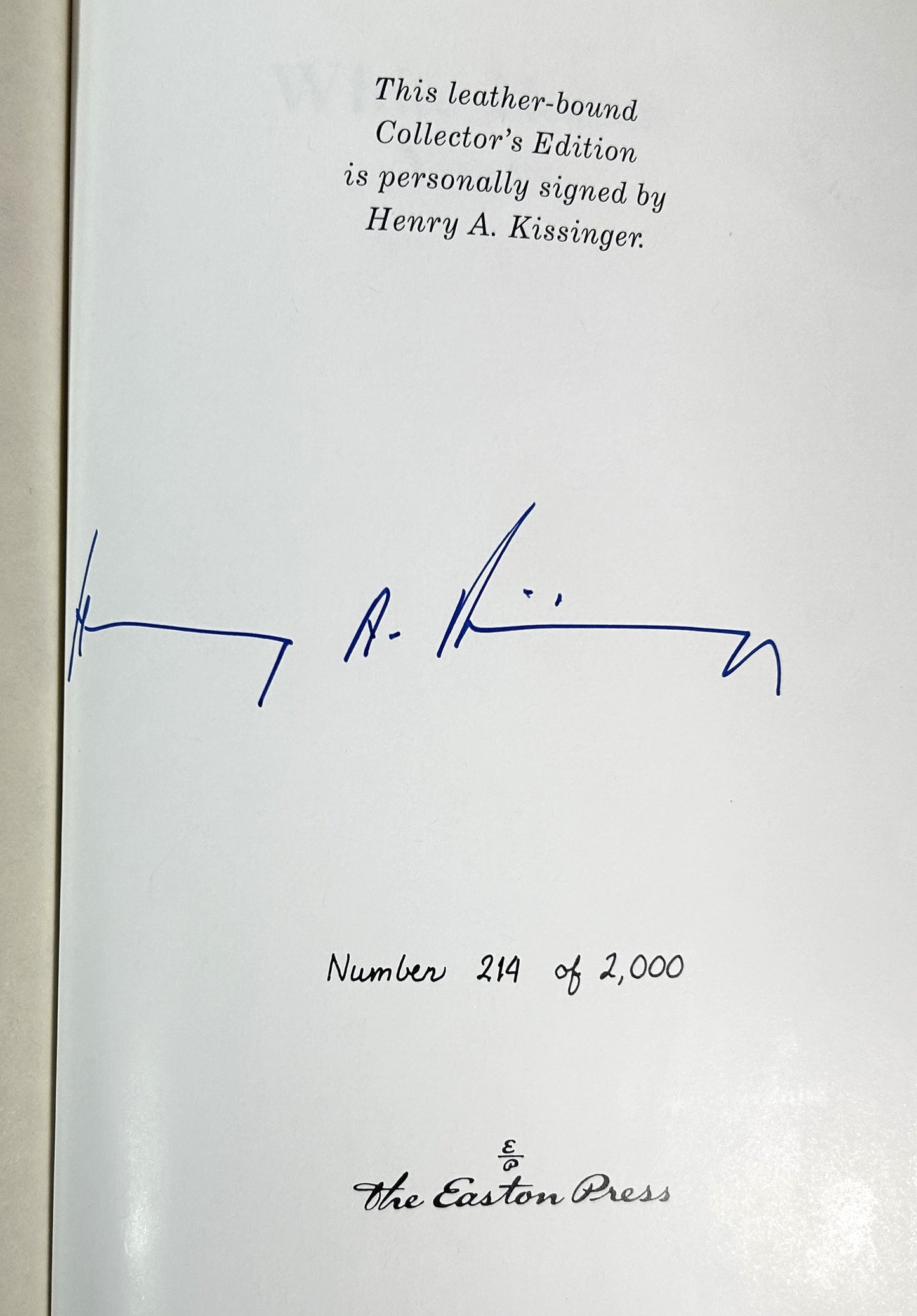 Easton Press: Set of 2 White House Years by Henry Kissinger 1996 SIGNED Ltd Edition