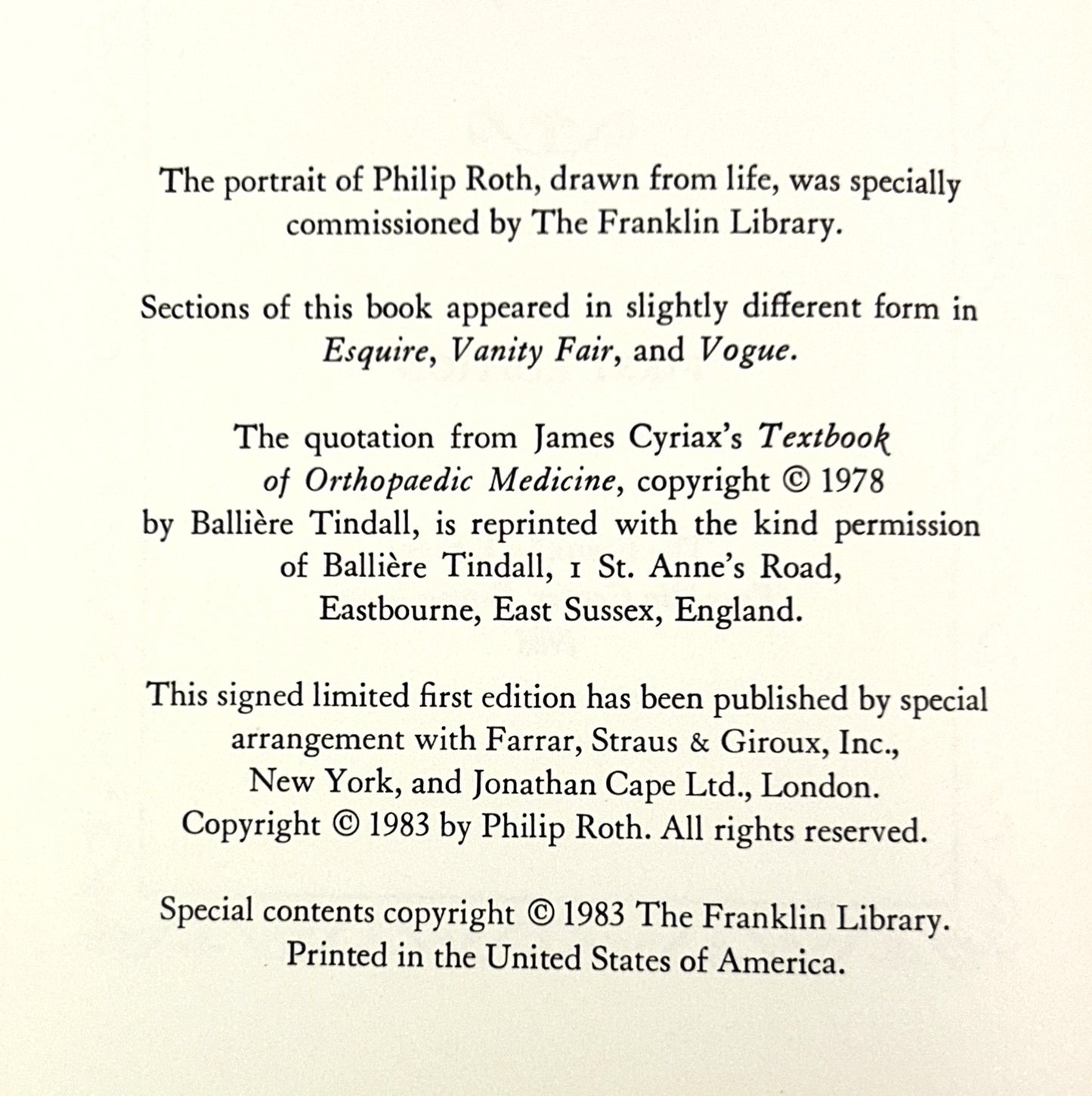 Franklin Library: The Anatomy Lesson by Philip Roth SIGNED 1st Edition Full Leather