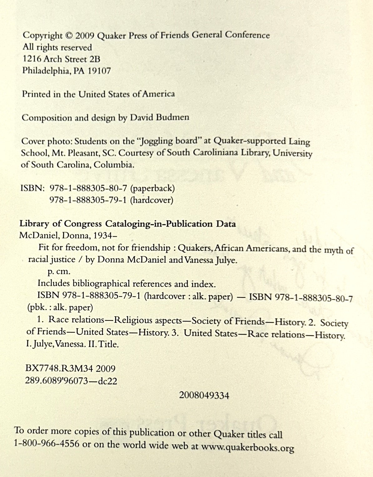 Fit for Freedom, Not for Friendship: the Myth of Racial Justice by Donna McDaniel 2009