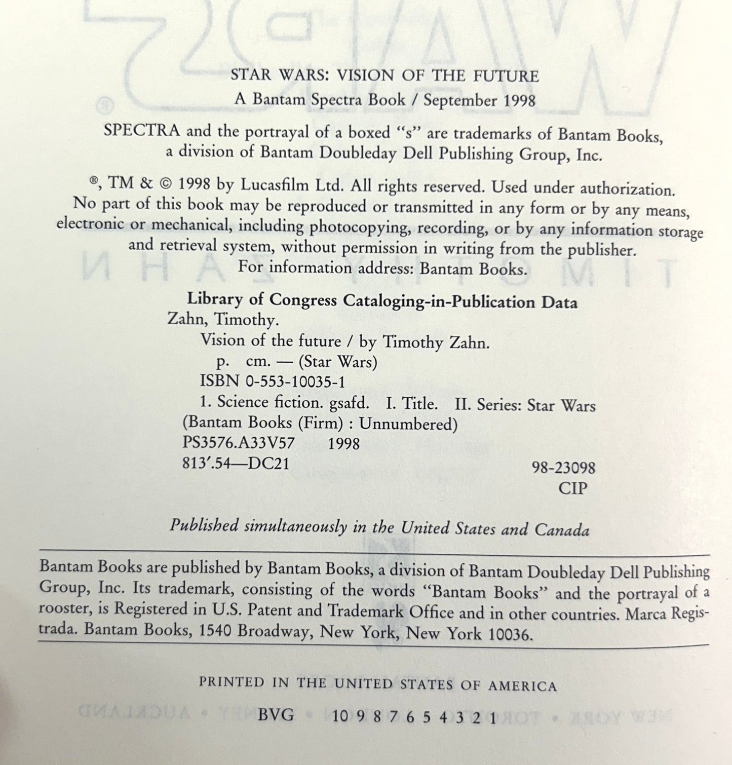 Star Wars: Vision of the Future (Hand of Thrawn #2) by Timothy Zahn 1998 1st Edition