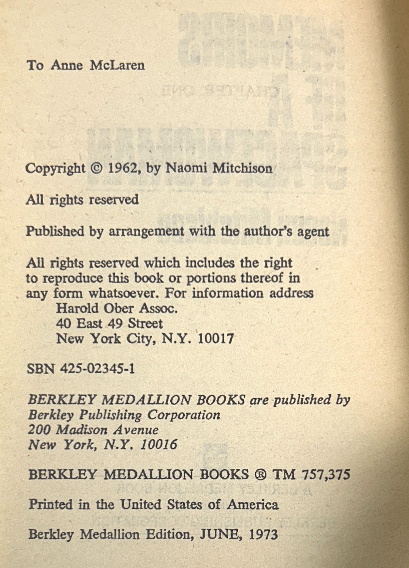 Memoires of a Spacewoman by Naomi Mitchison 1973