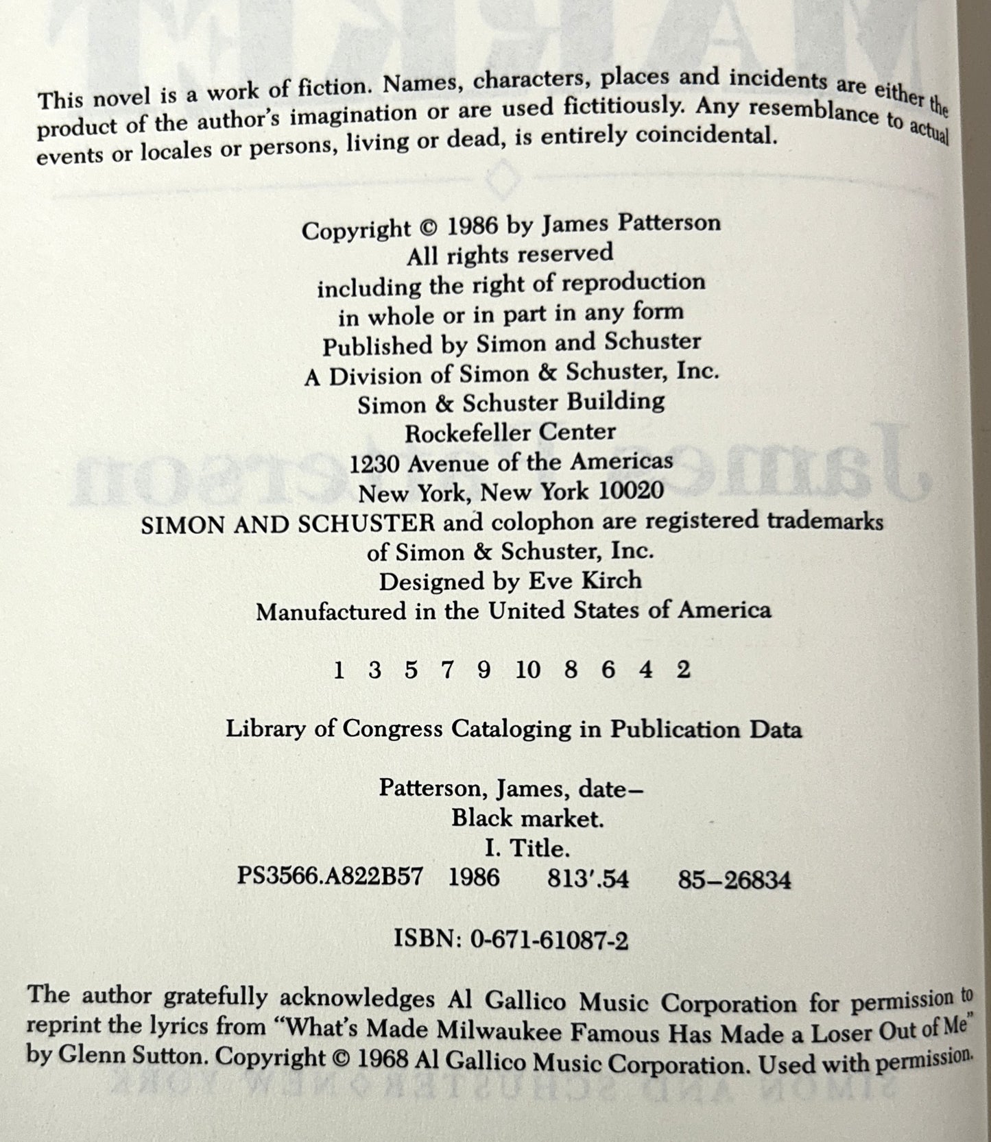 Black Market by James Patterson 1986 1st Edition