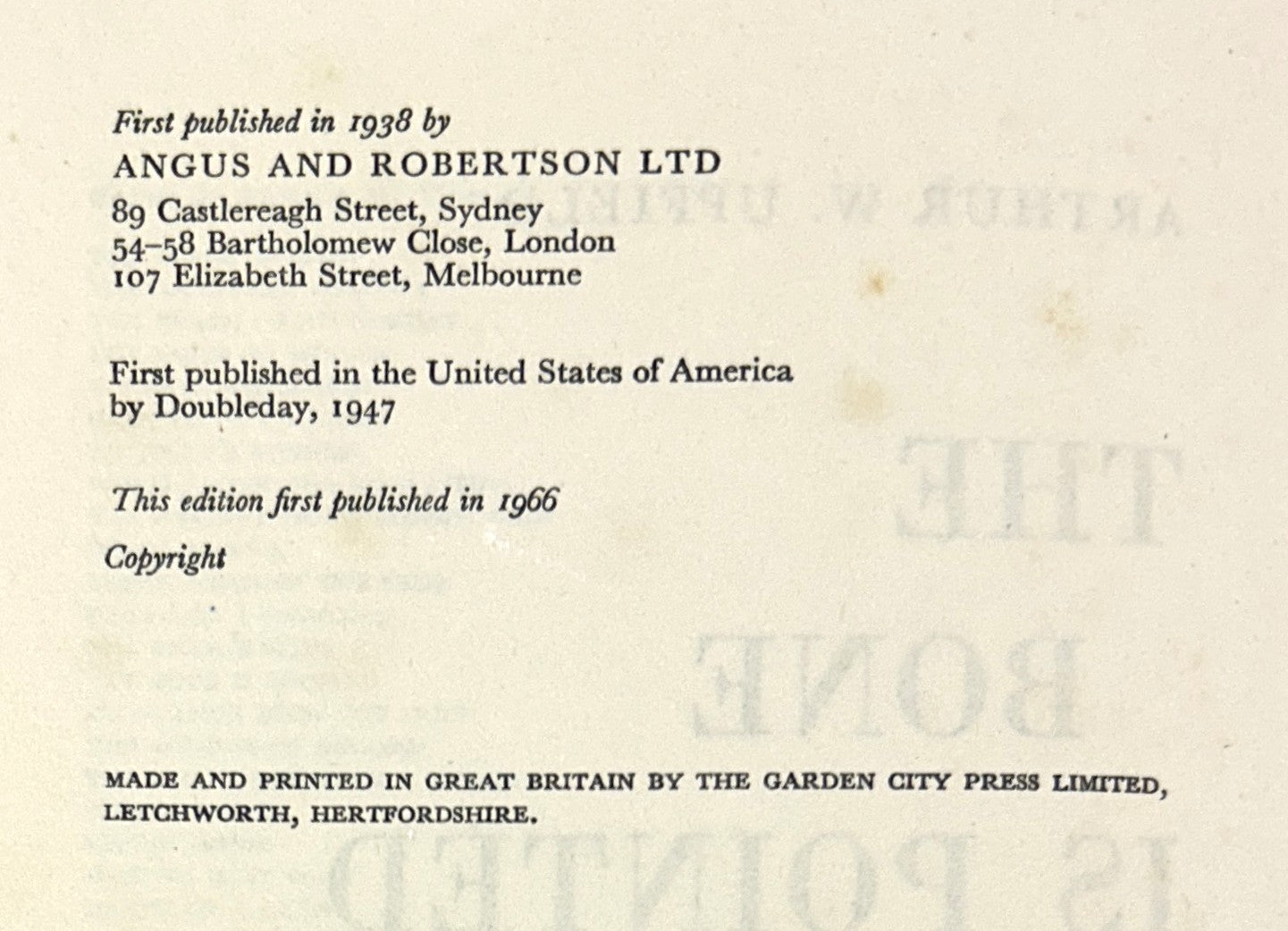 The Bone is Pointed by Arthur Upfield 1966