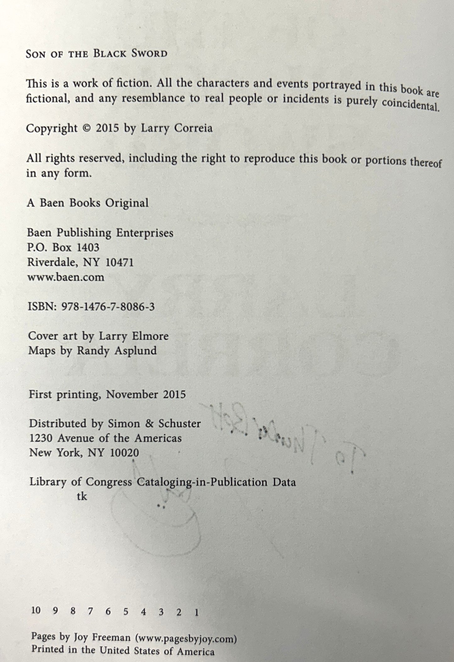 Son of the Black Sword (Saga of the Forgotten Warrior #1) by Larry Correia SIGNED Advanced Reader Copy