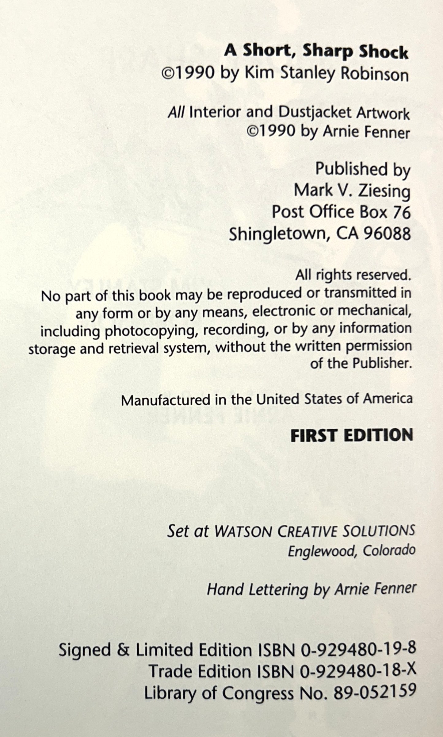 A Short, Sharp Shock by Kim Stanley Robinson 1990 SIGNED x2 Limited Edition #45/500