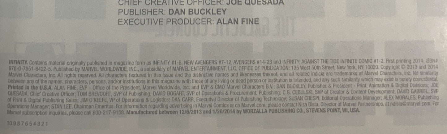 Marvel: Infinity 2014 1st Edition