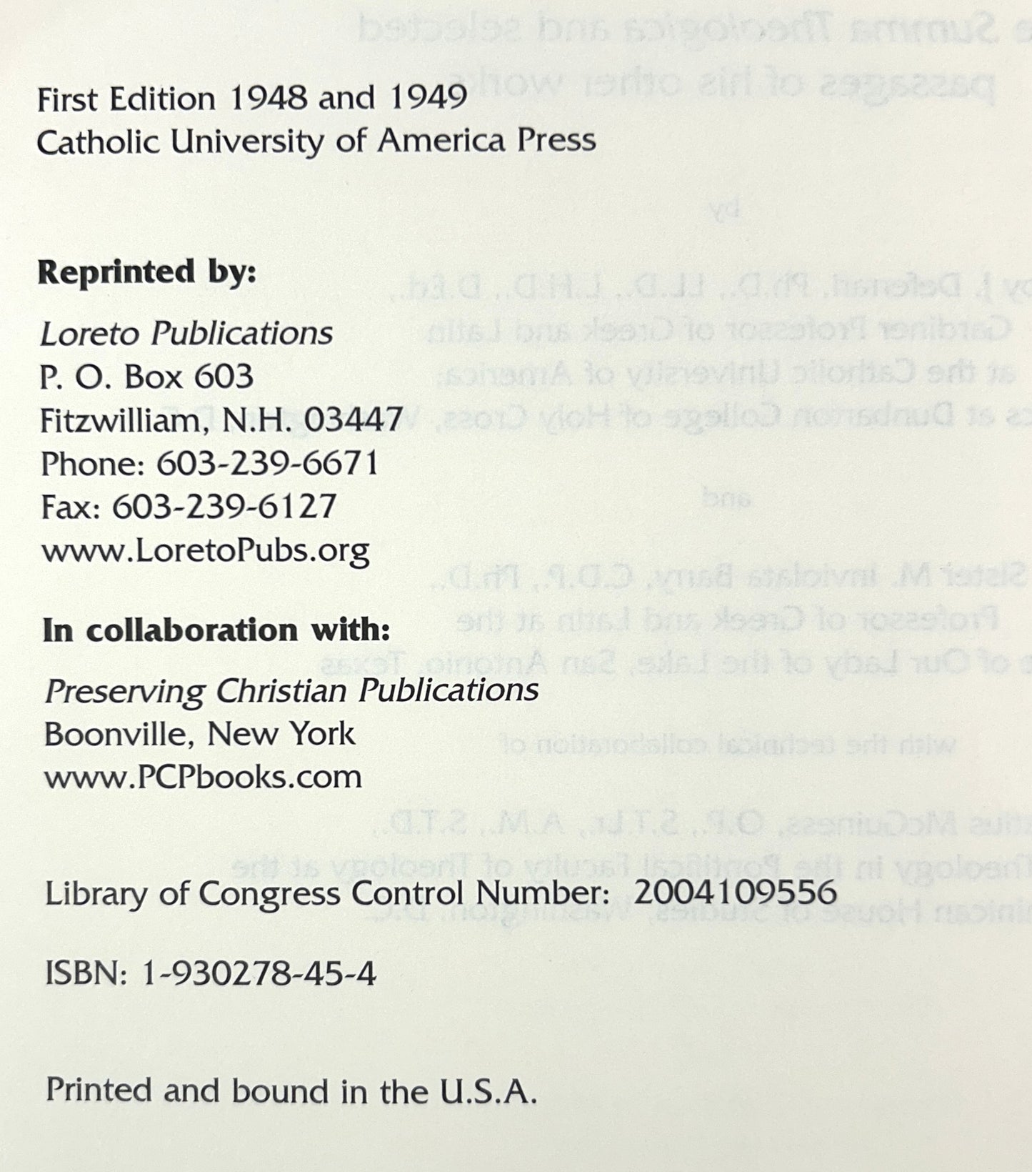 A Lexicon of Saint Thomas Aquinas by Roy J. Deferrari 2004