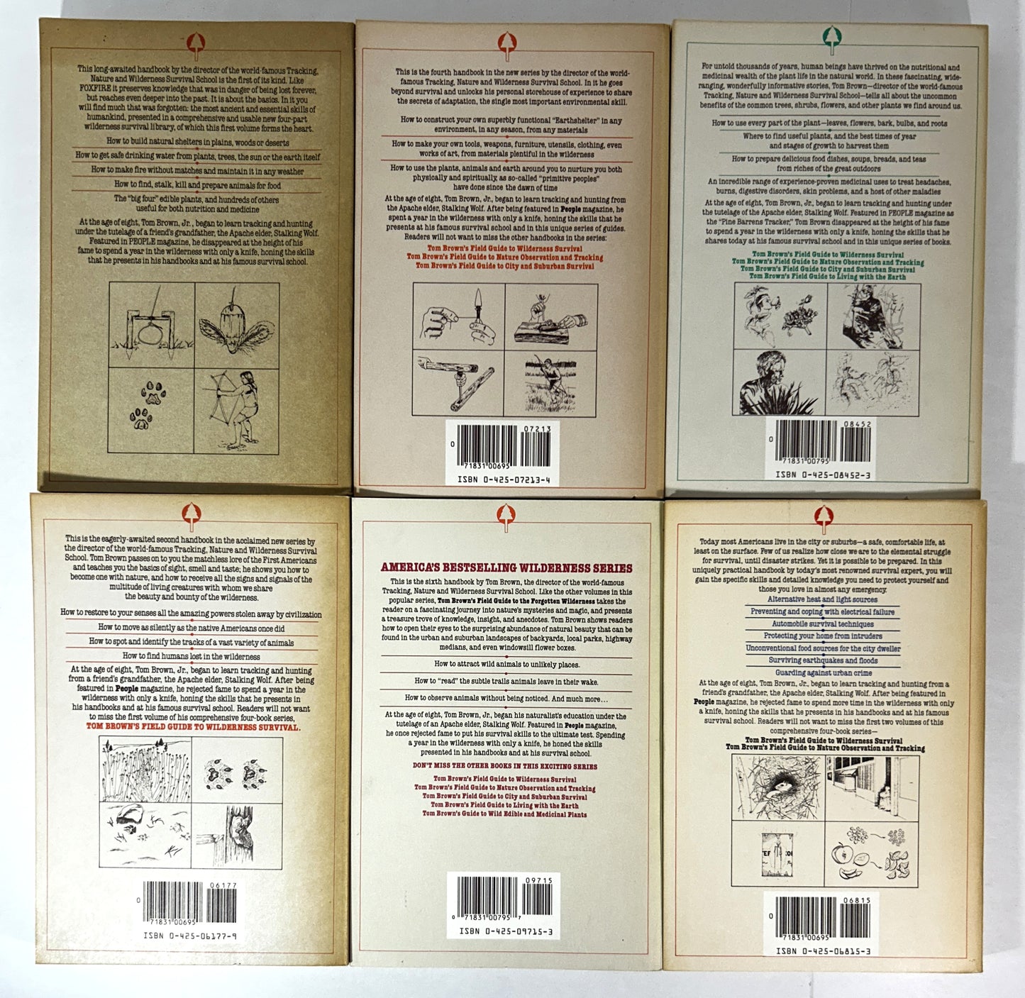 Set of 6 Tom Brown's Field Guides 1983-1987