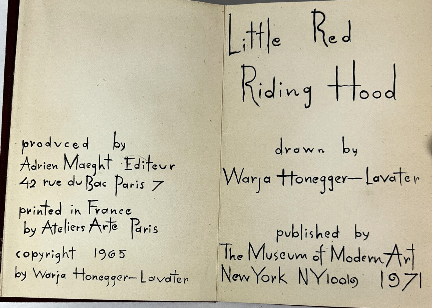 Museum of Modern Art: Little Red Riding Hood drawn by Warjs Honegger-Lavater 1971 Abstract Depiction