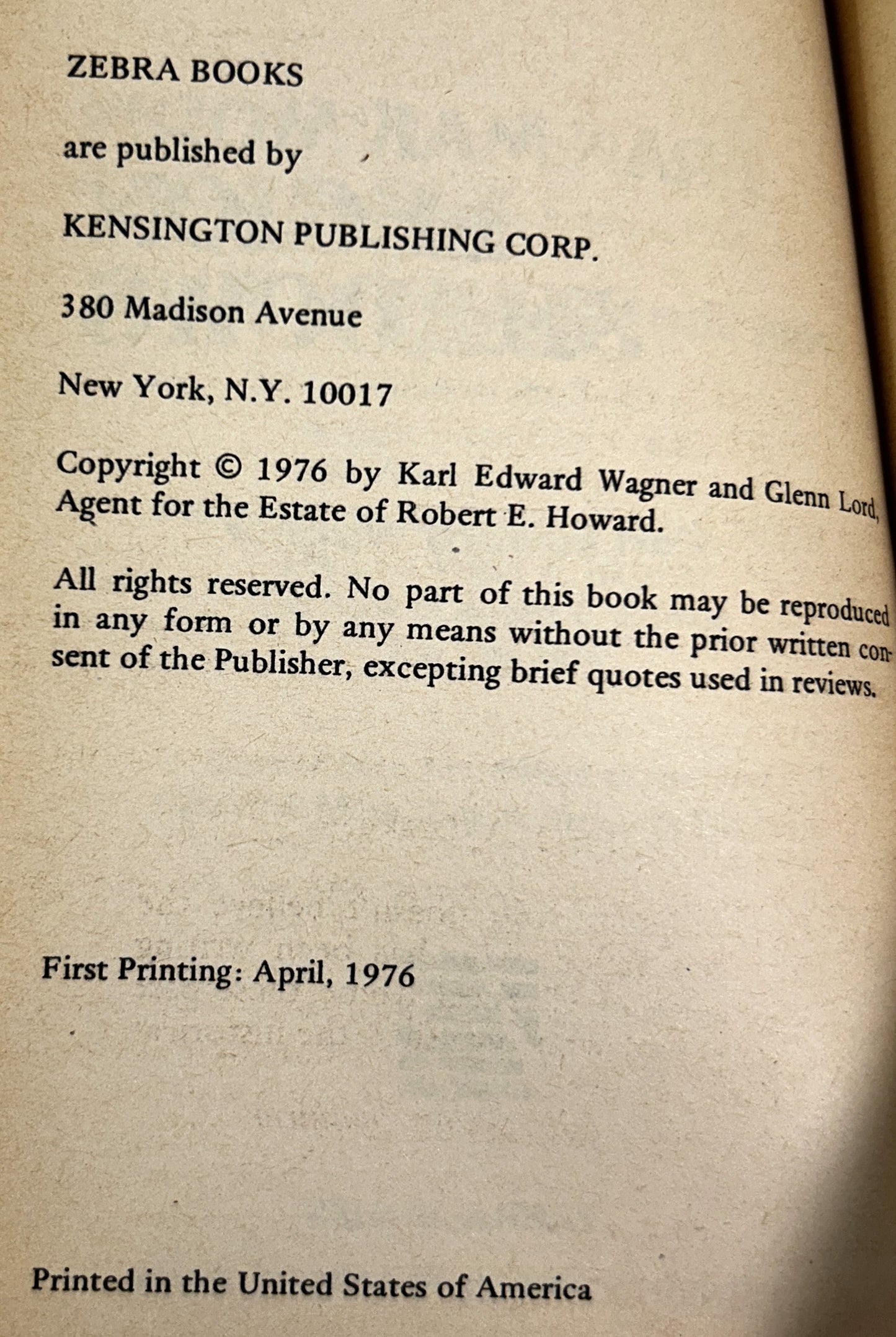 Conan: Legion from the Shadows by Karl Edward Wagner 1976 1st Print