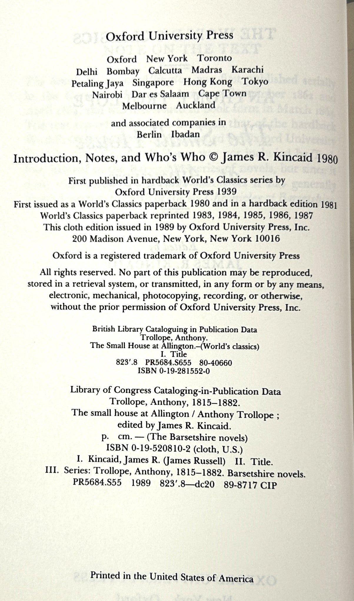 Set of 7 The Palliser/Barsetshire Novels by Anthony Trollope circa 1970s