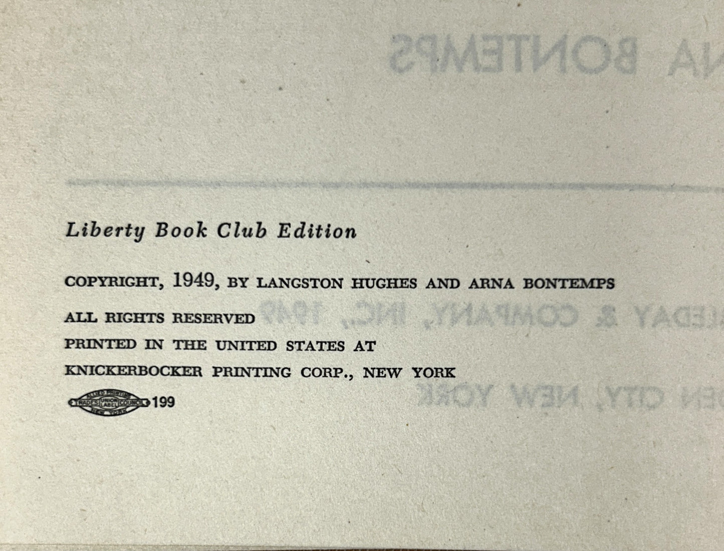 The Poetry of the Negro 1746-1949 by Langston Hughes & Arna Bontemps 1949