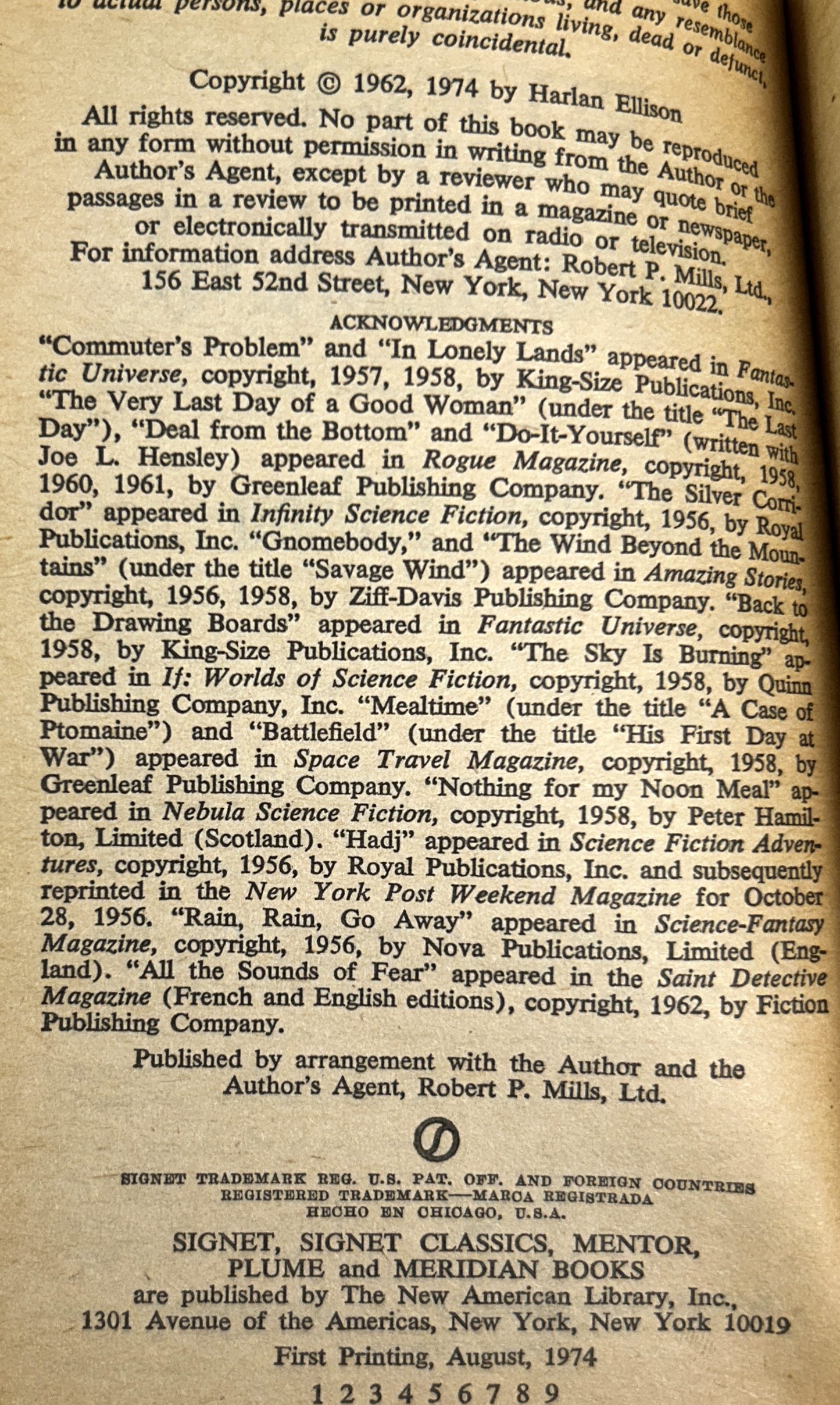 Set of 2 Harlan Ellison Collections 1974 1st Printings