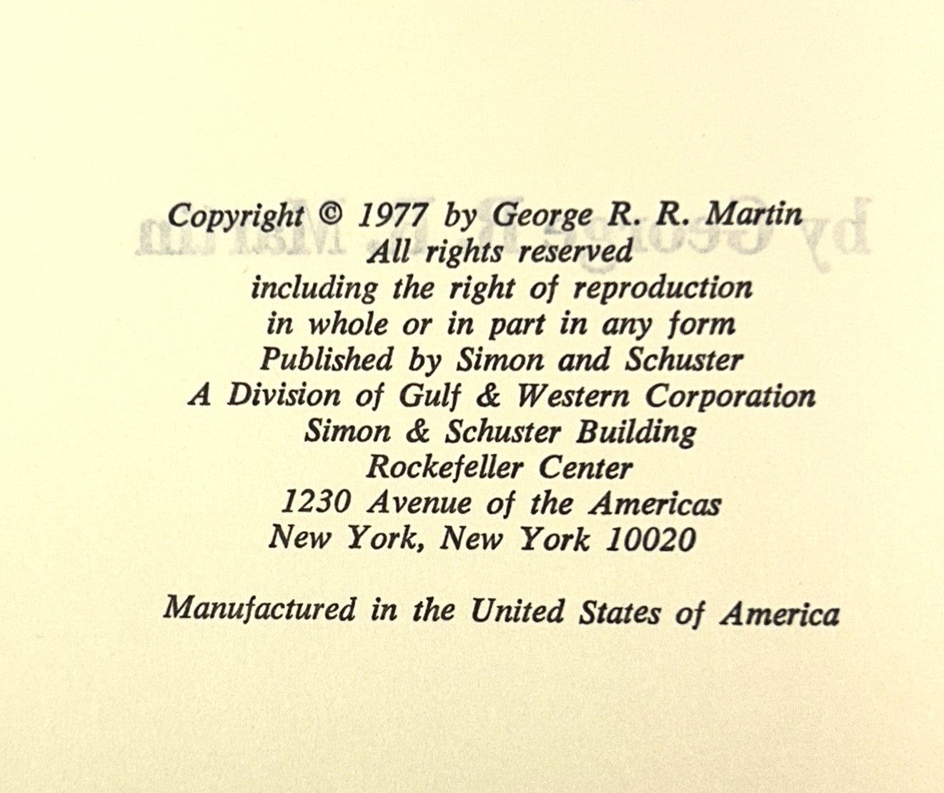 Dying of the Light by George RR Martin 1977 Book Club Edition