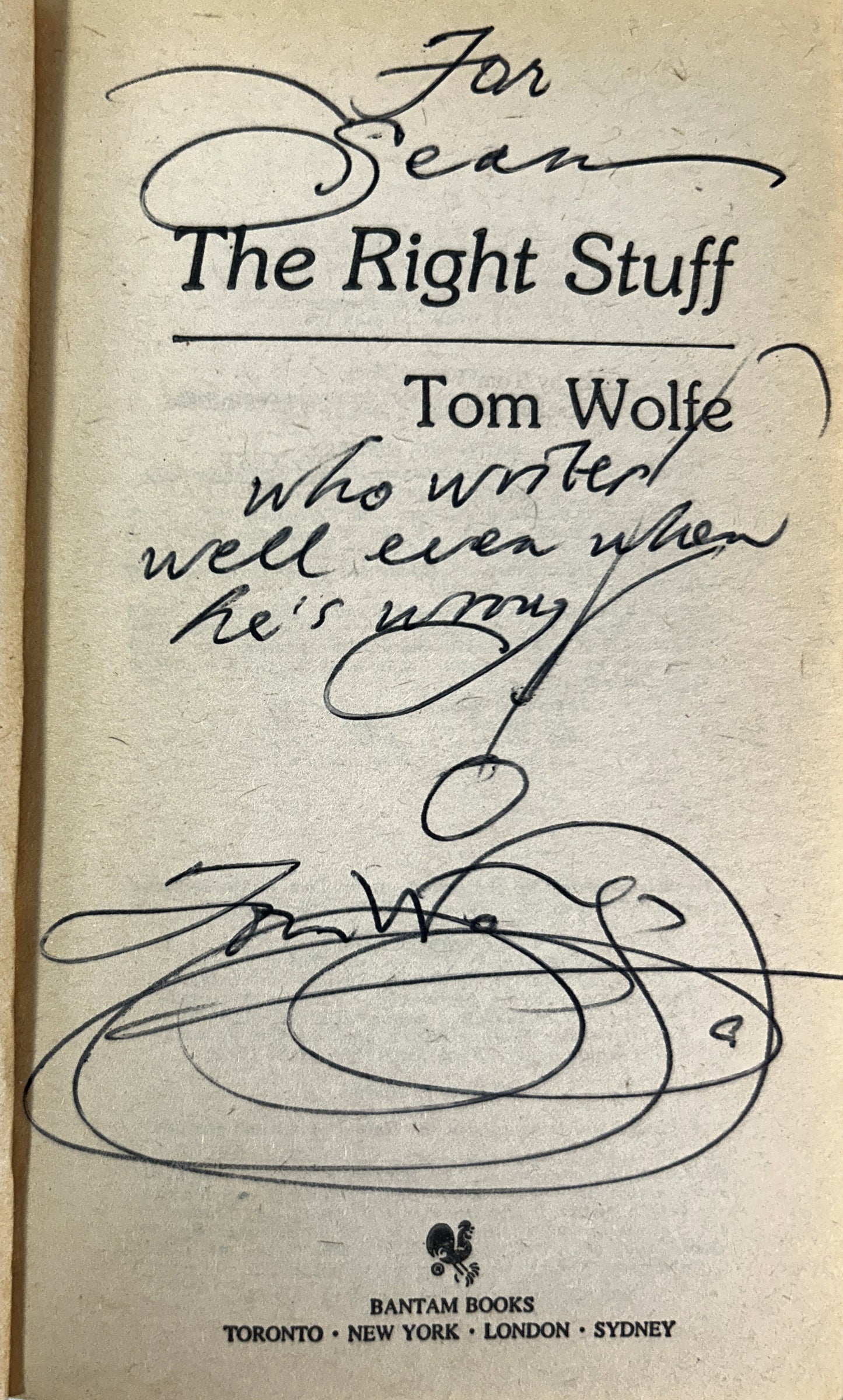 The Right Stuff by Tom Wolfe 1981 SIGNED 6th Print