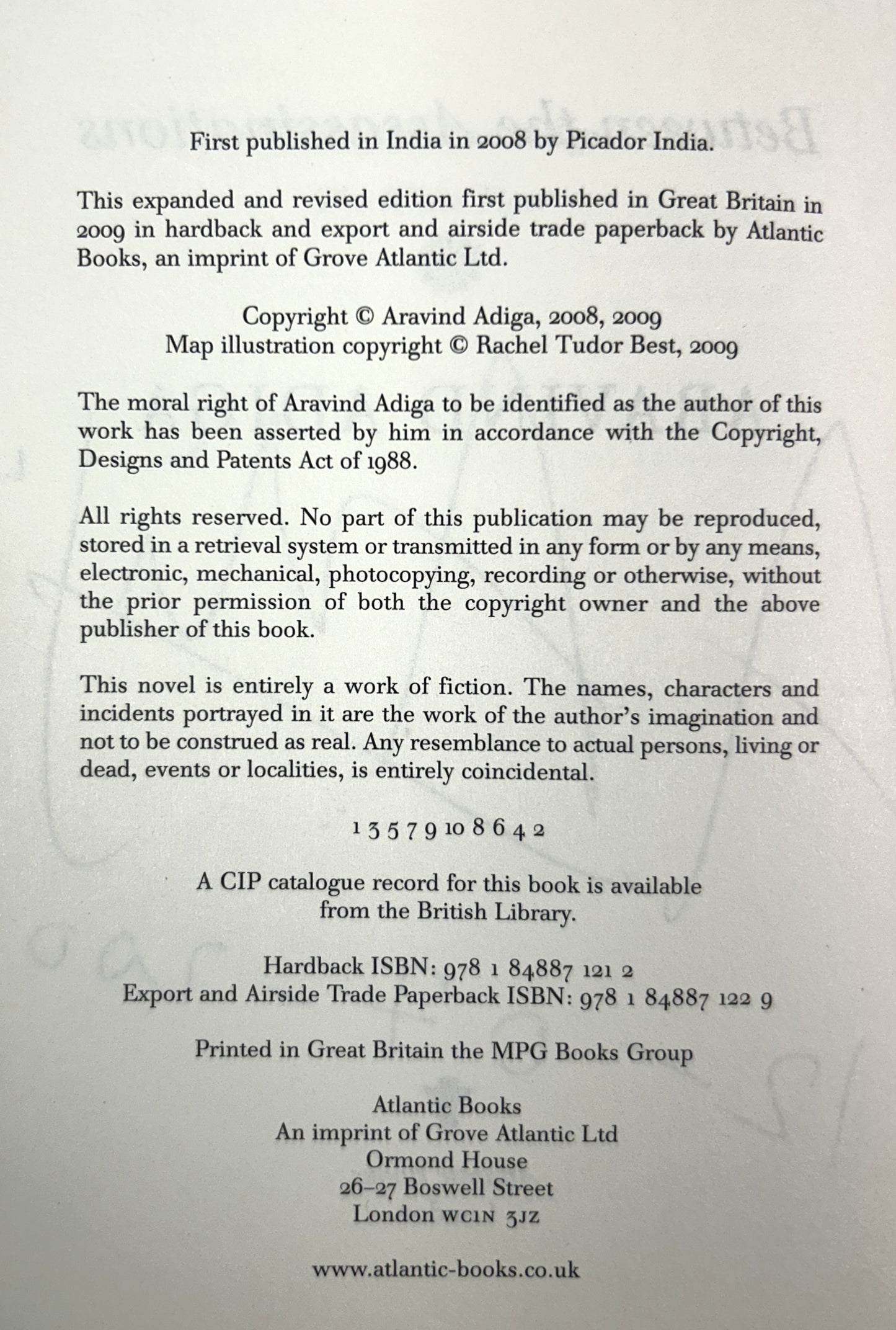 Between the Assassinations by Aravind Adiga 2009 SIGNED 1st UK Edition