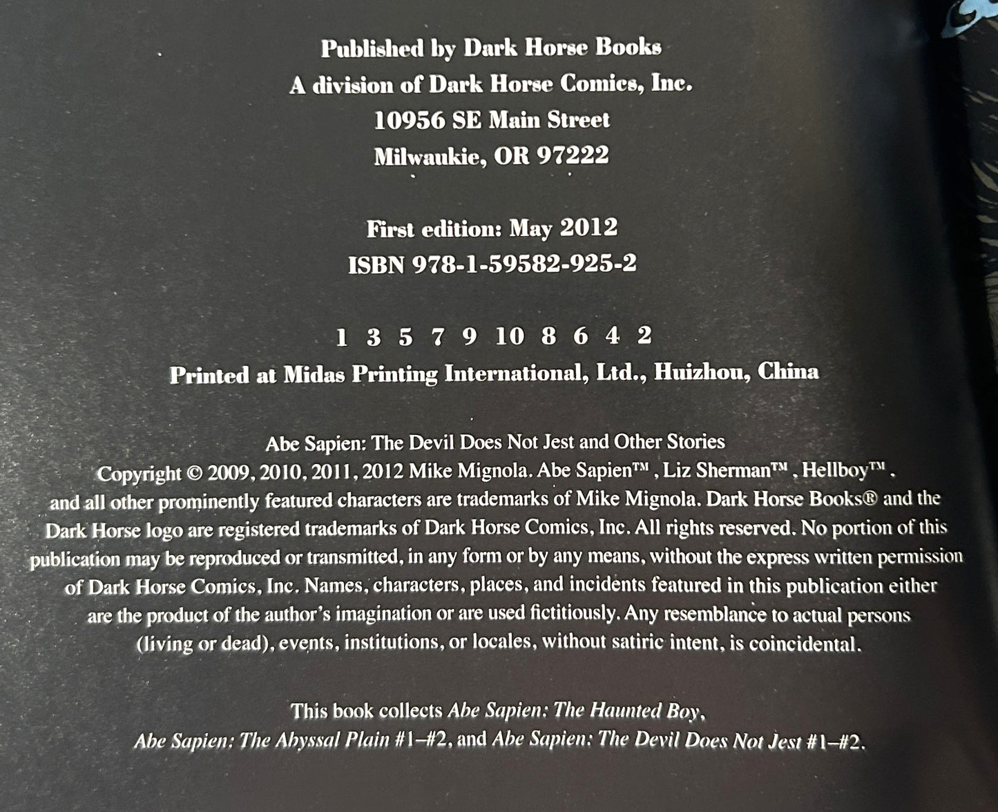 From the Pages of Hellboy: Abe Sapien: The Devil Does Not Jest & Other Stories by Mike Mignola 2012 1st Print