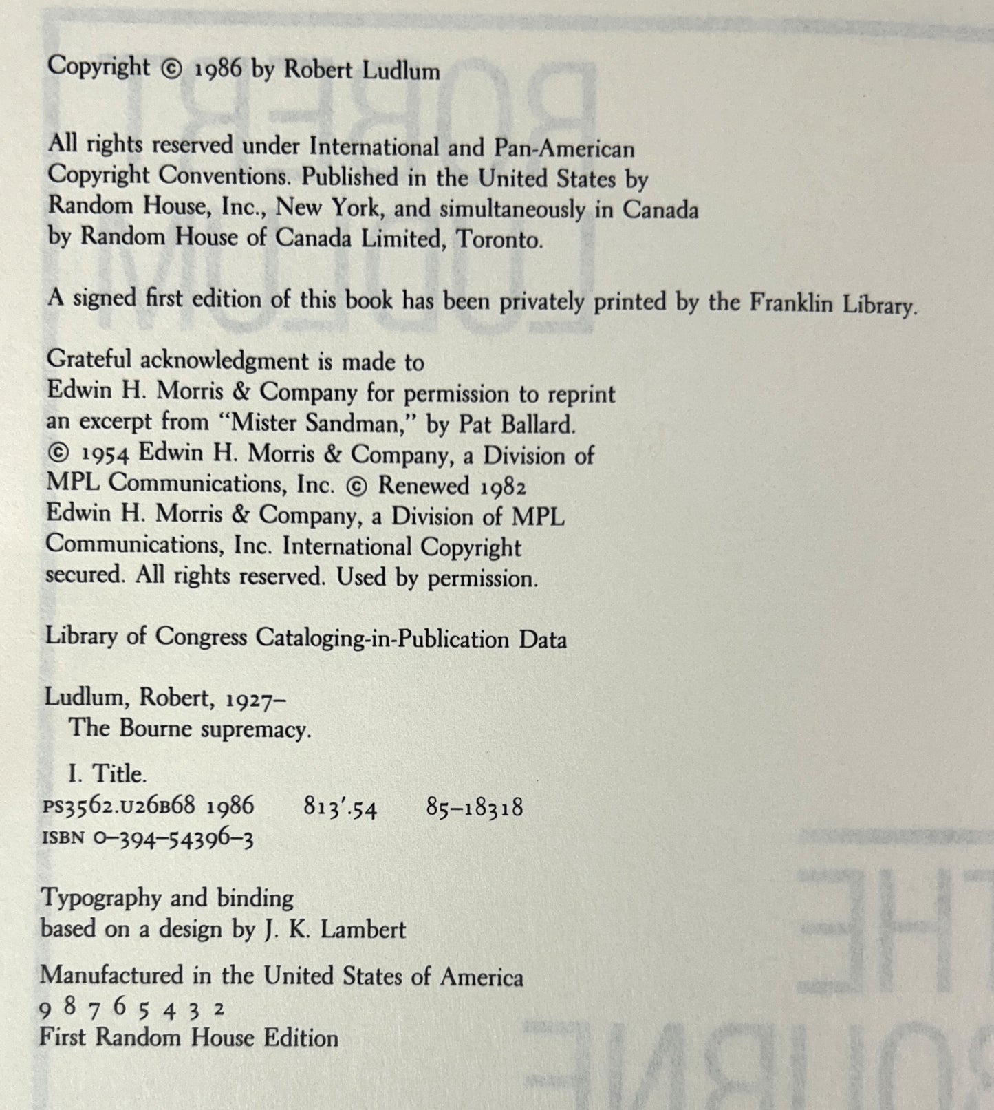 The Bourne Identity by Robert Ludlum 1980 SIGNED 1st Ed w/ Bourne Supremacy 2nd