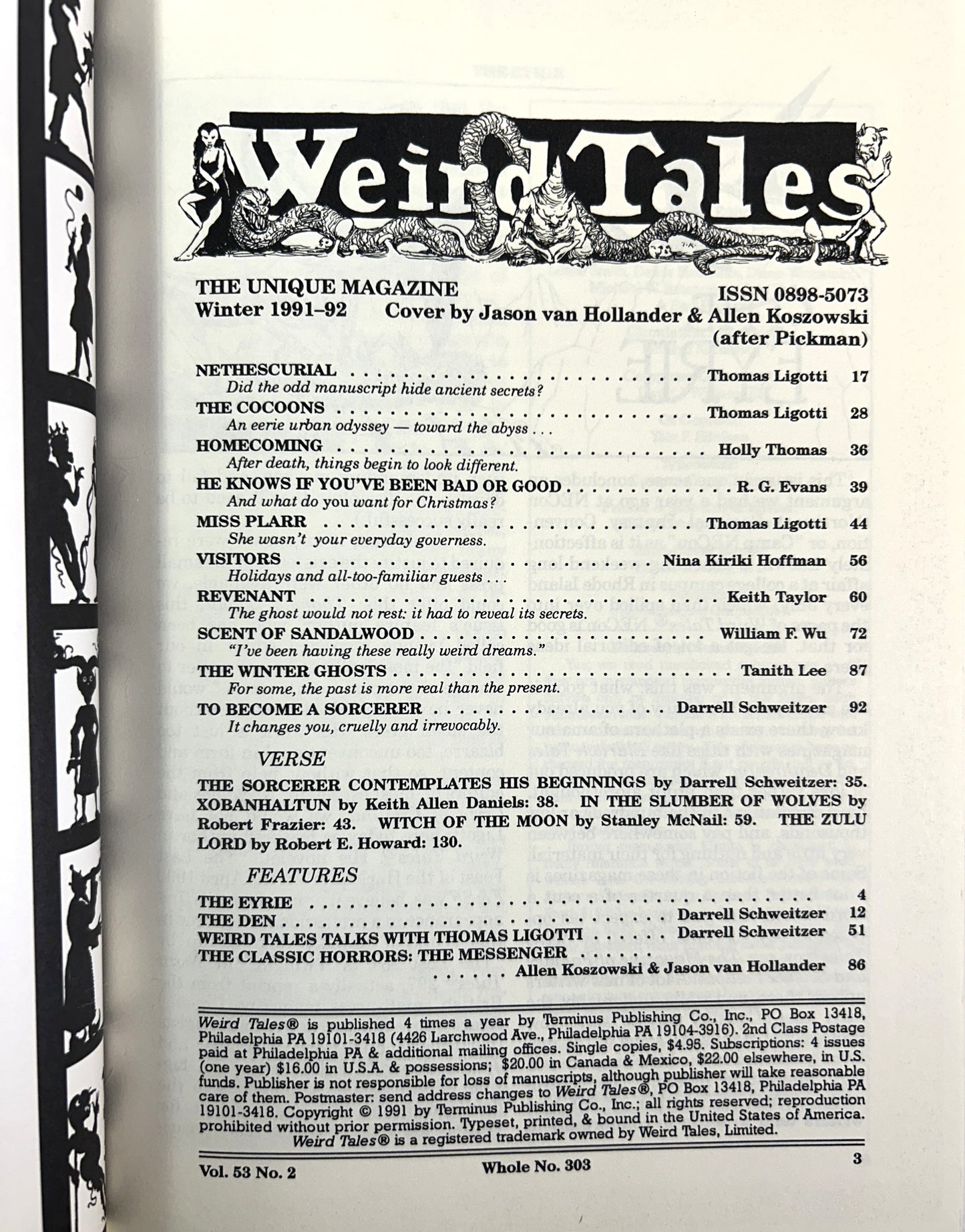 Set of 7 Weird Tales Fall 1998-Winter 1991-92