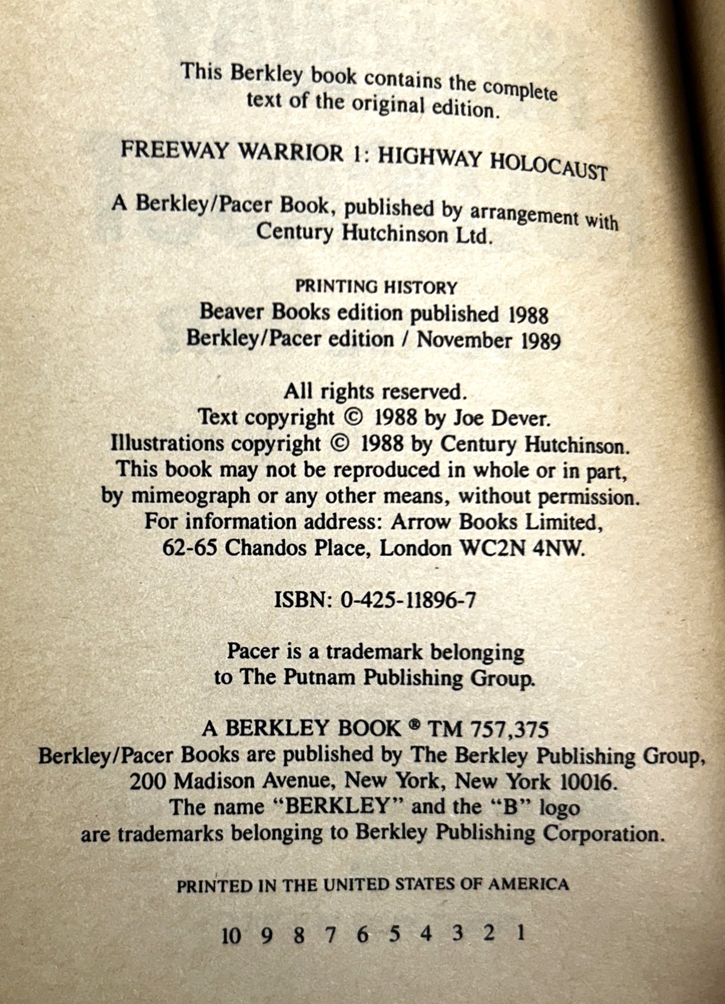 Highway Holocaust (Freeway Warrior #1) by Joe Dever 1988 RPG 1st Print
