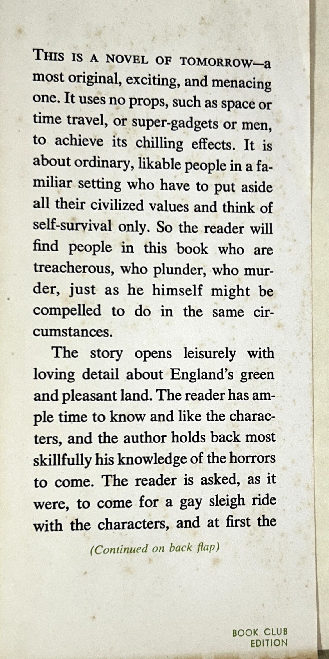 No Blade of Grass by John Christopher 1956 Book Club Edition