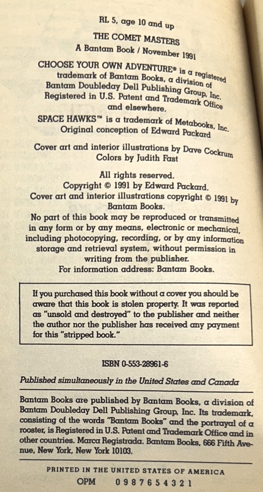 Choose Your Own Adventure: Space Hawks: The Comet Masters by Edward Packard 1991 1st Print