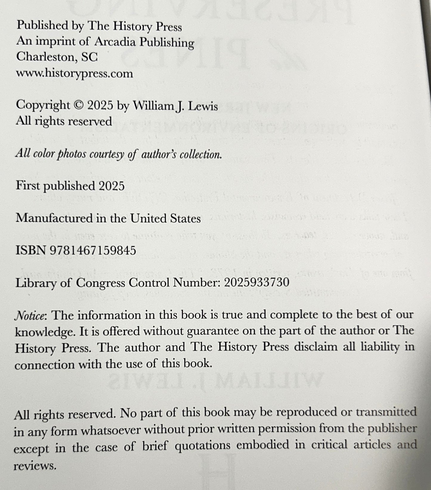 Preserving the Pines by William J. Lewis 2025