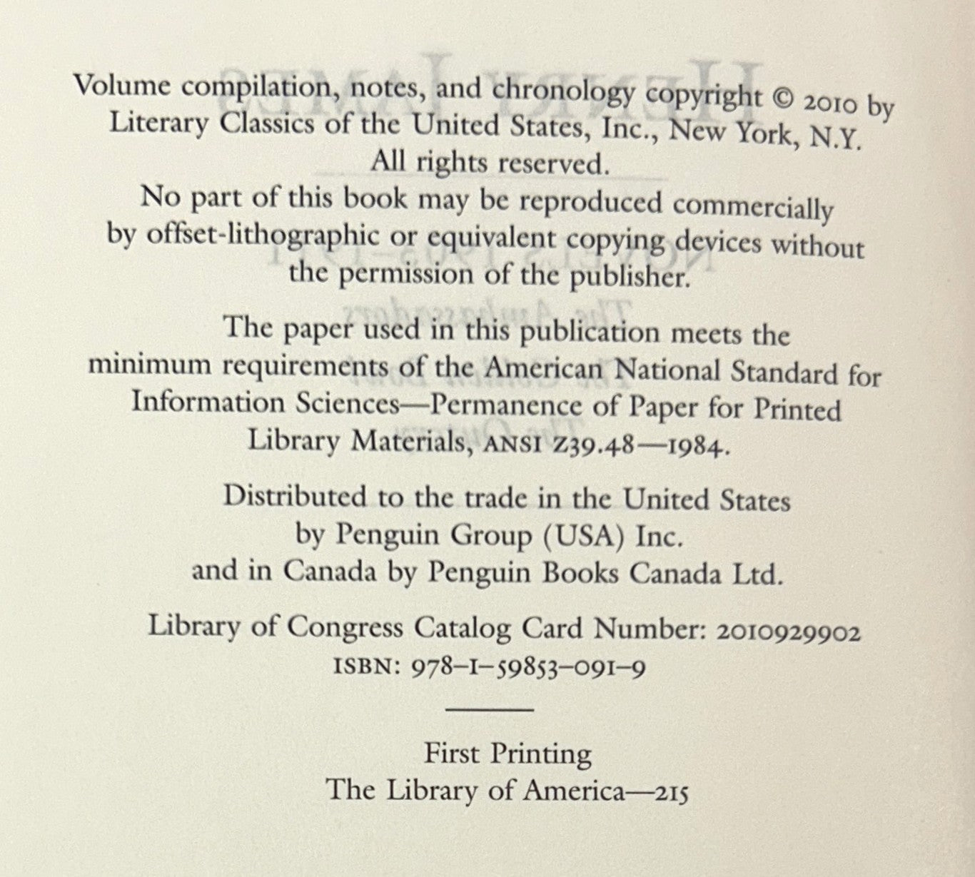 Library of America: Set of 3 Henry James 1985-2010