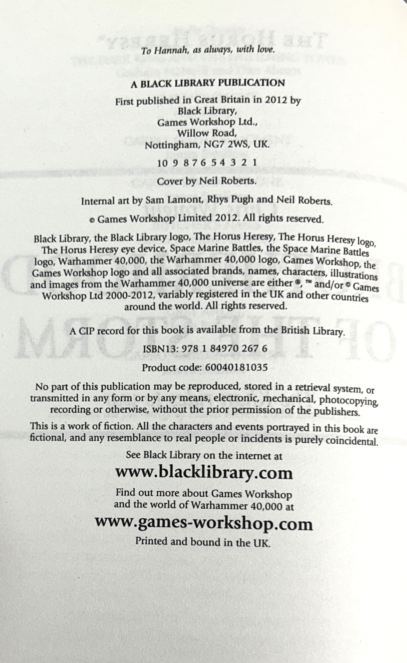 Horus Heresy: Brotherhood of the Storm by Chris Wraight 2012 SIGNED Ltd Ed