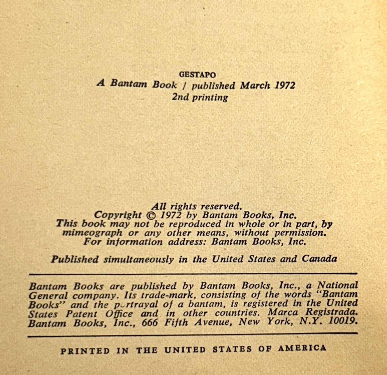 Gestapo by Sven Hassel 1972 2nd Printing