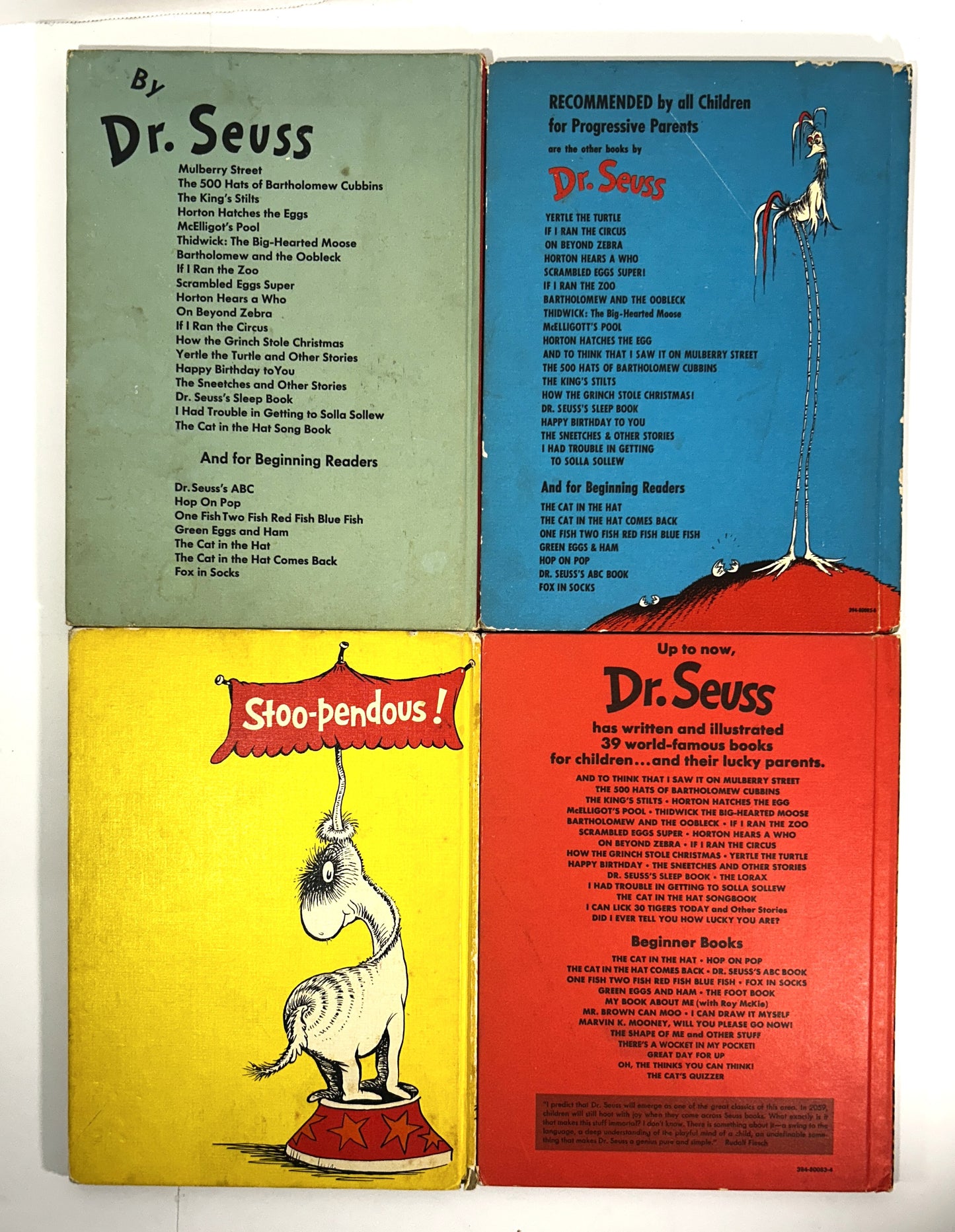 Lot of 4 Dr. Seuss Picture Books Early Prints/Book Clubs OOP