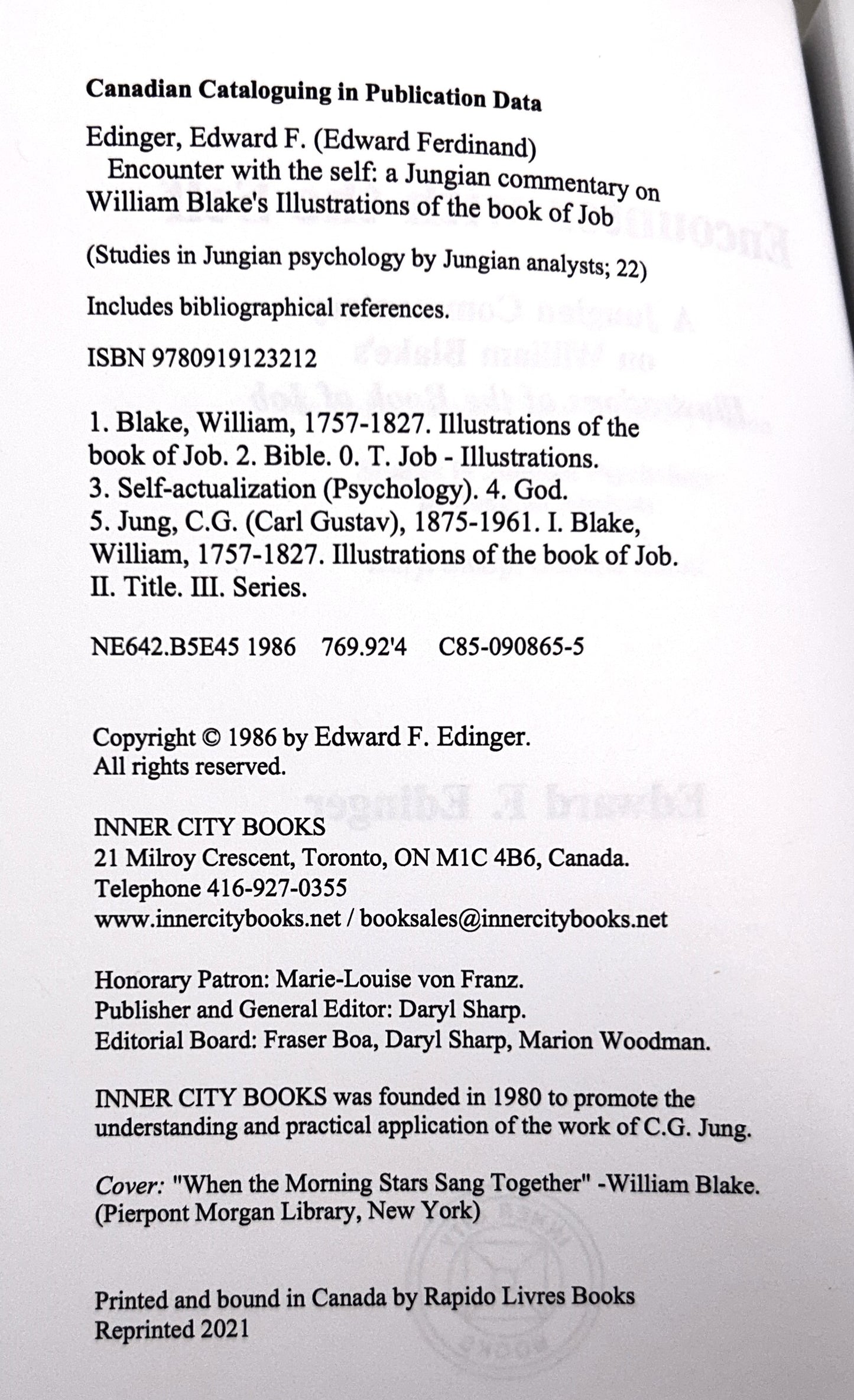 Encounter with the Self: A Jungian Commentary by Edward F. Edinger 1986
