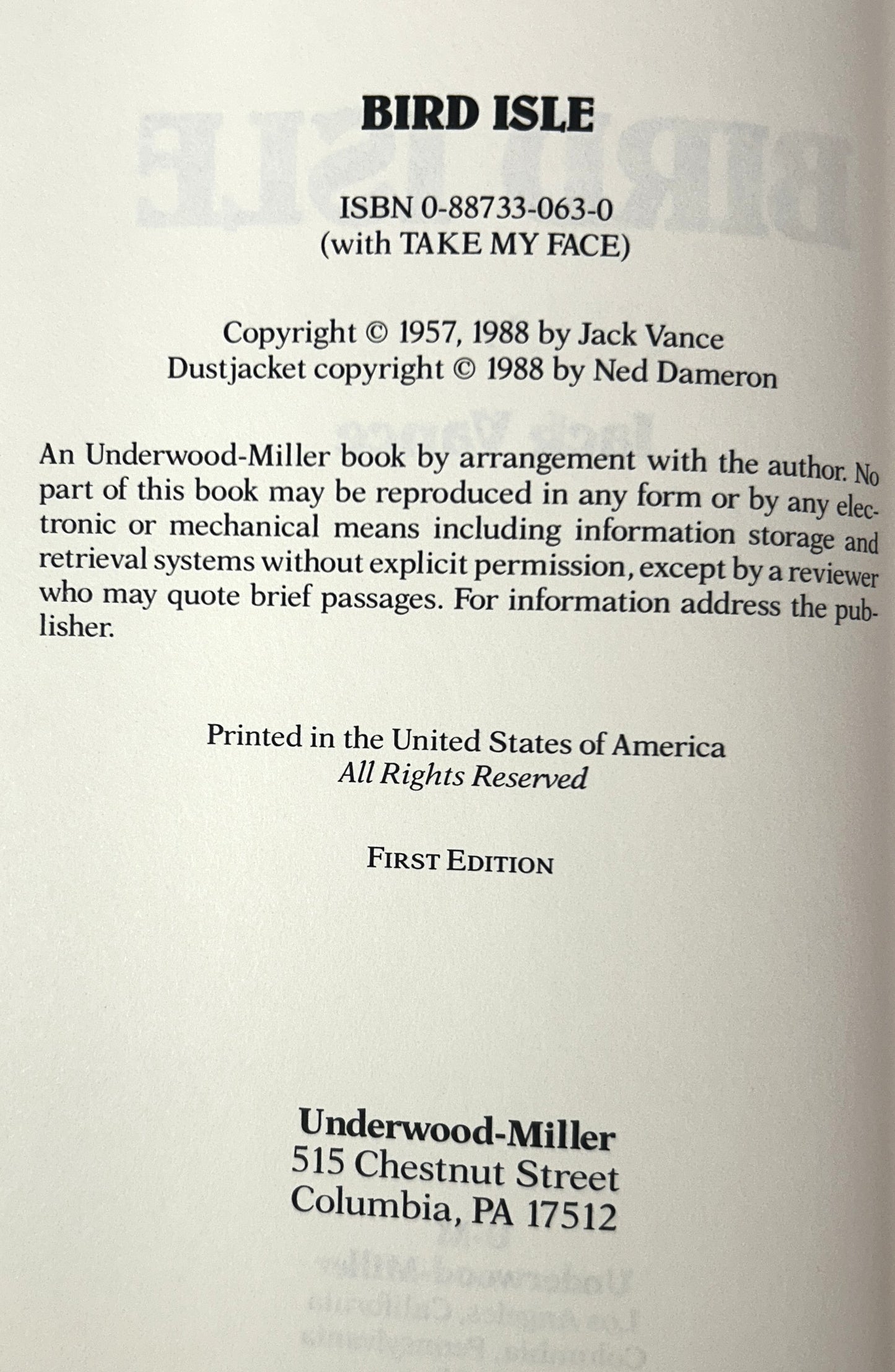 Bird Isle/Take My Face by Jack Vance Box Set SIGNED Ltd Ed 1st Ed