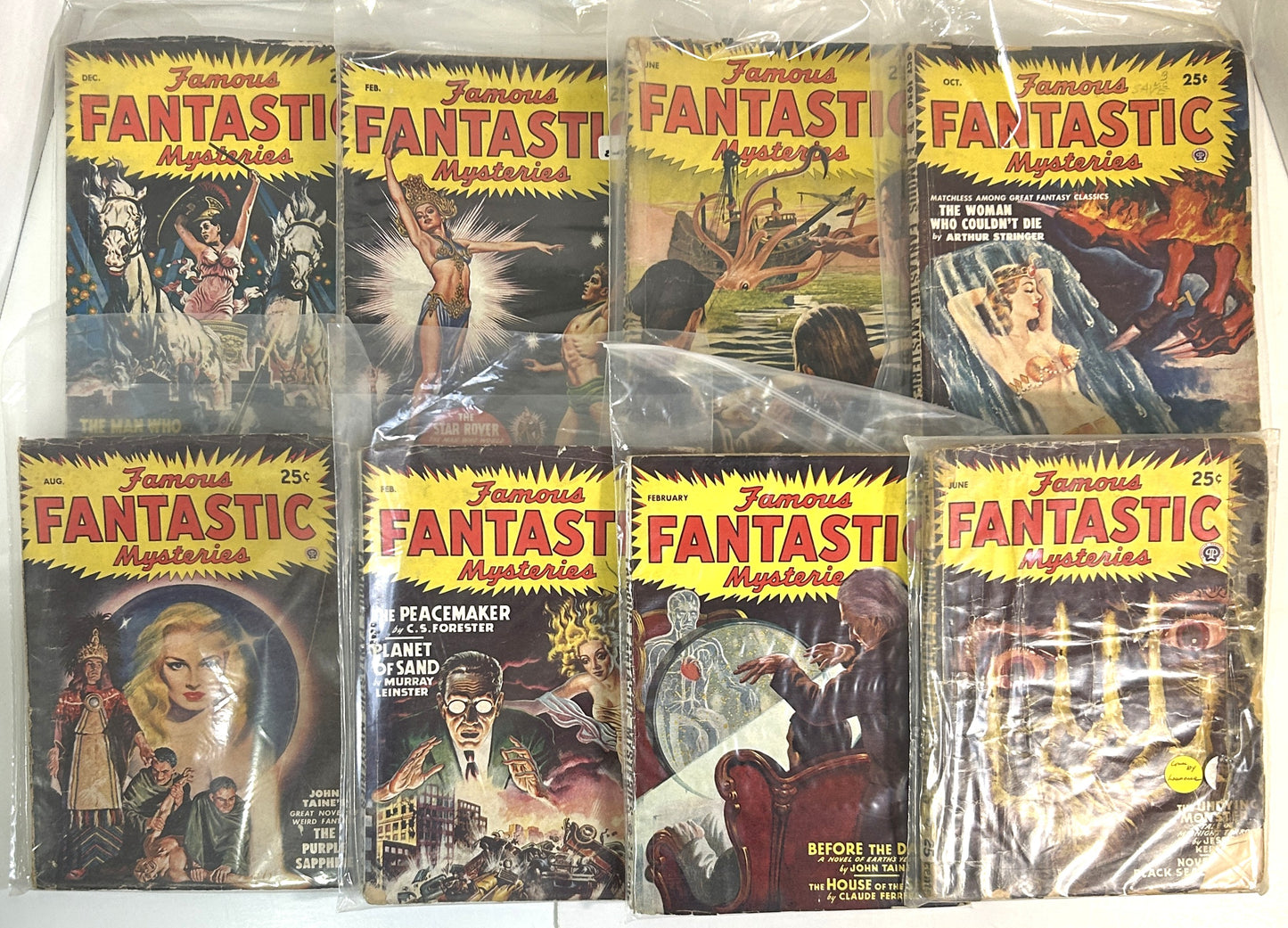 Lot of 8 Famous Fantastic Mysteries 1940s-1950 Magazines