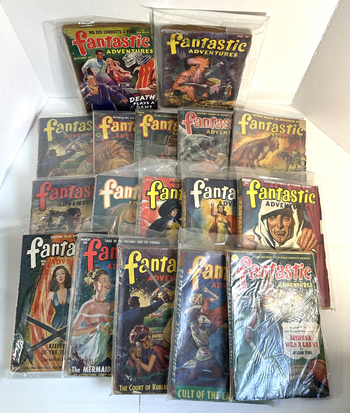 Lot of 17 Fantastic Adventures 1940s-1950s Magazines