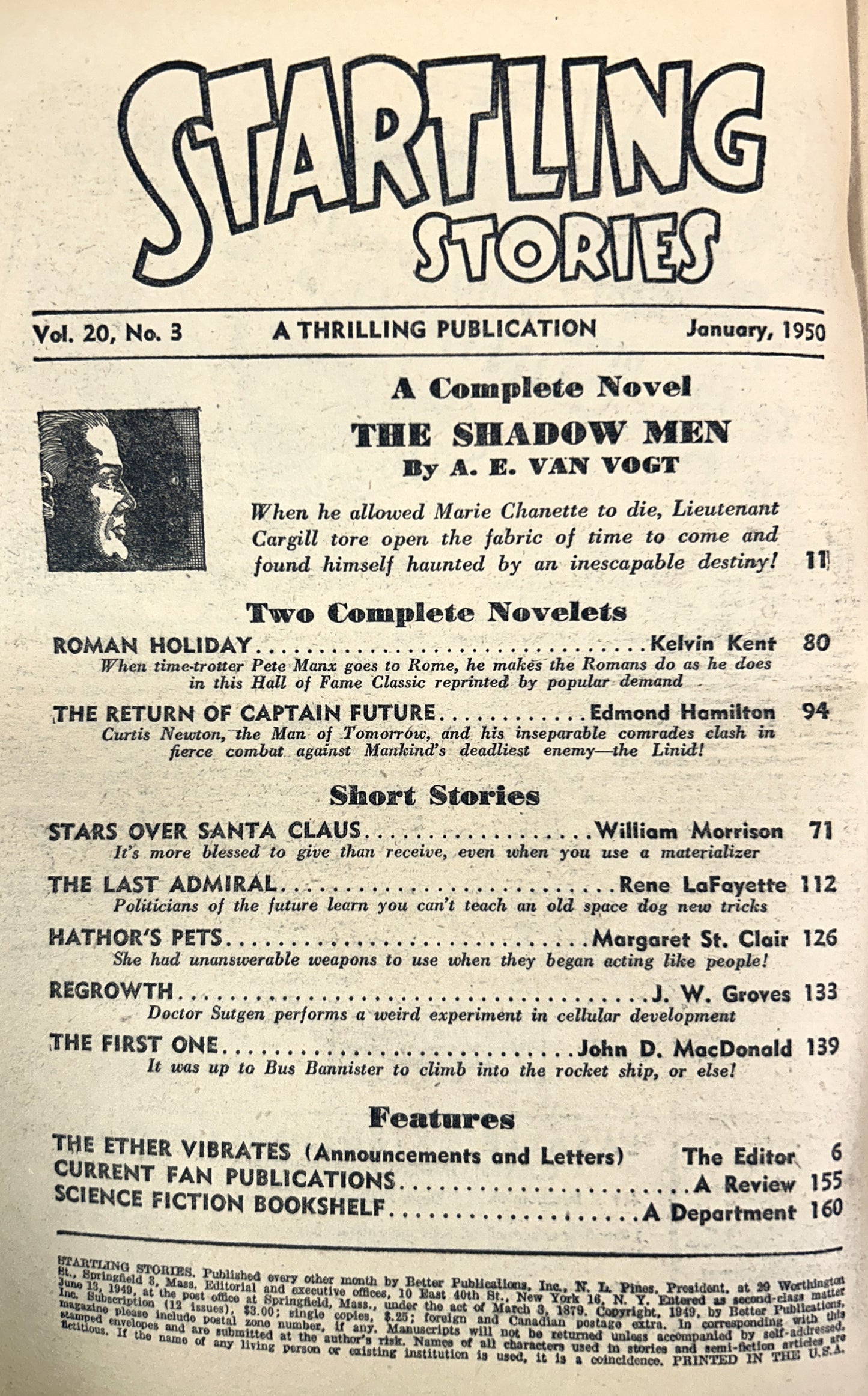 Startling Stories January 1950 Magazine