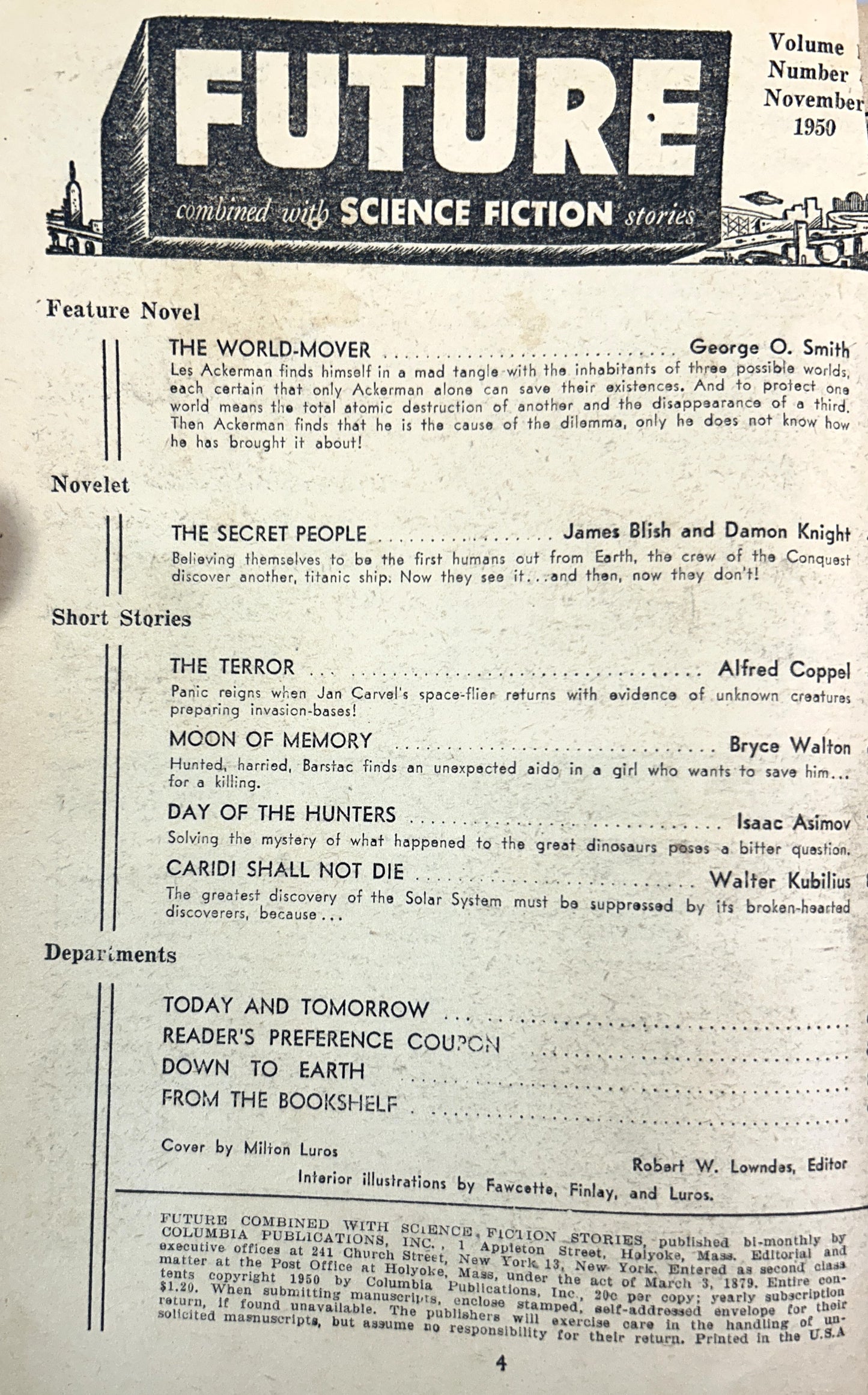 Future combined with Science Fiction Stories November 1950 Magazine