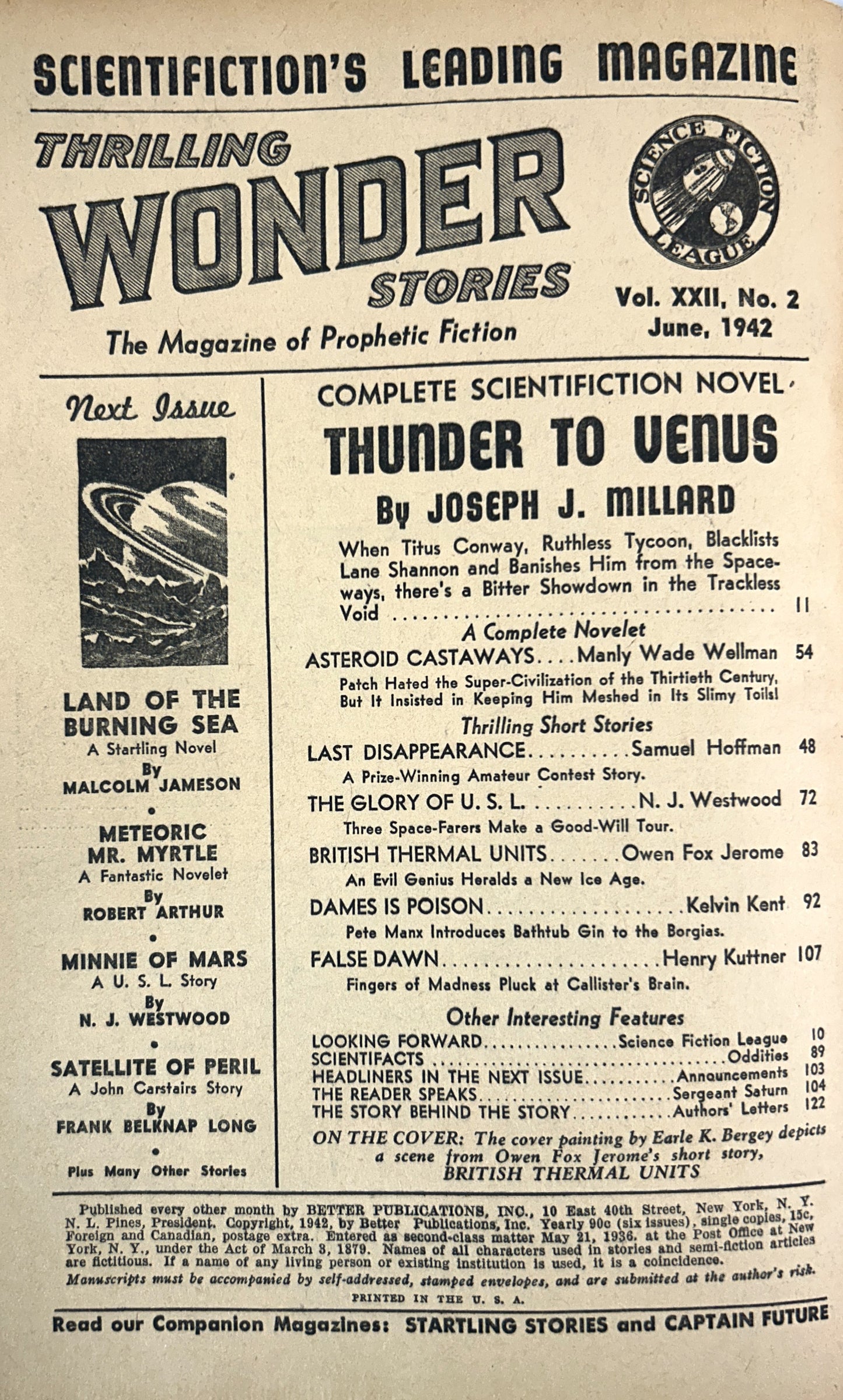Thrilling Wonder Stories June 1942 Magazine