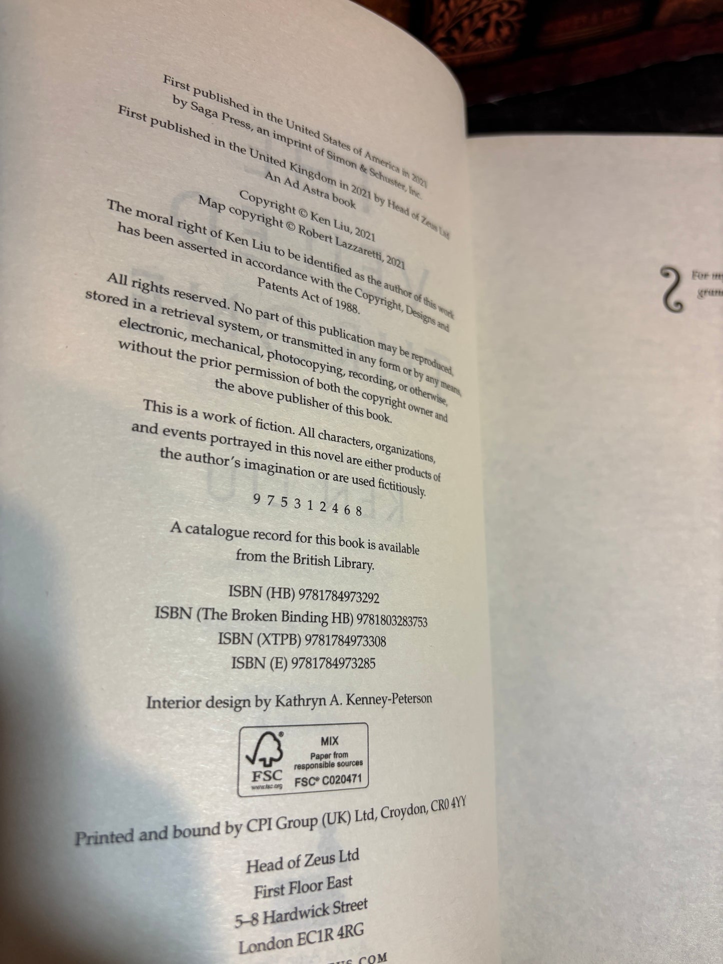 The Veiled Throne by Ken Liu SIGNED & Limited 1st Edition UK