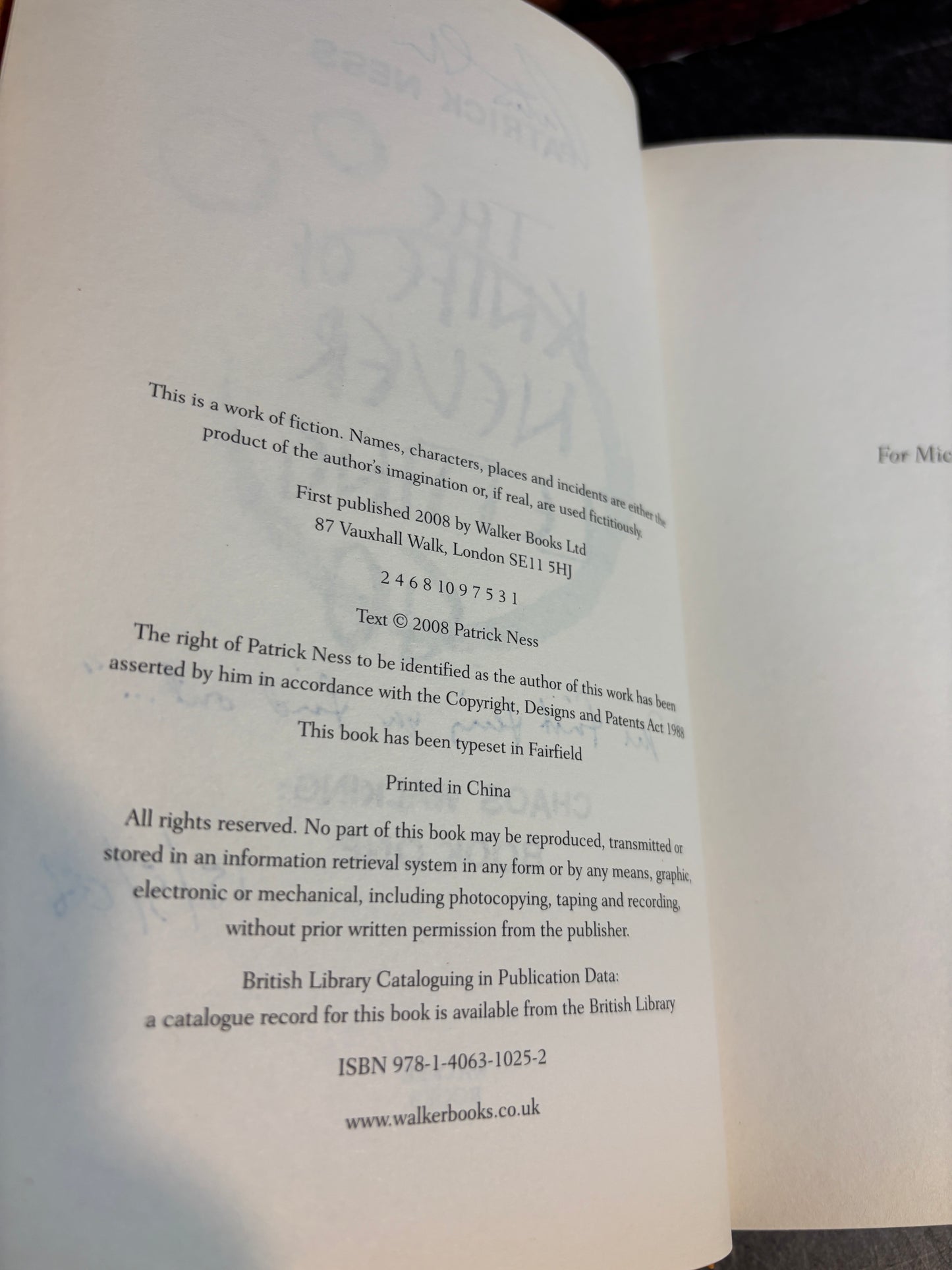 The Knife of Never Letting Go by Patrick Ness SIGNED 1st Edition UK 2008