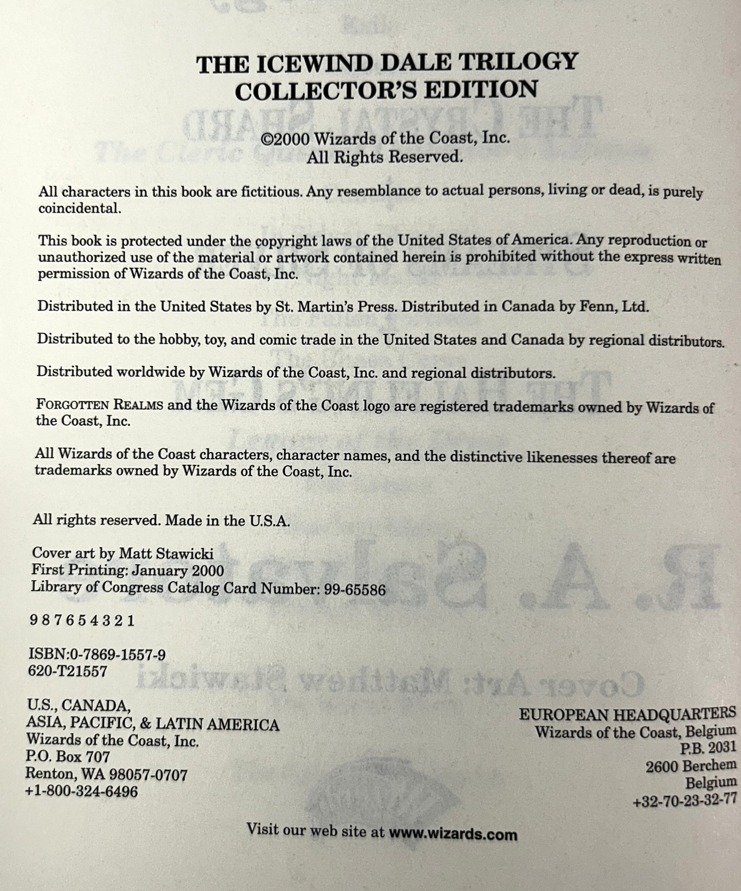 Forgotten Realms: Icewind Dale Trilogy by RA Salvatore 2000 Collector's Edition 1st Print