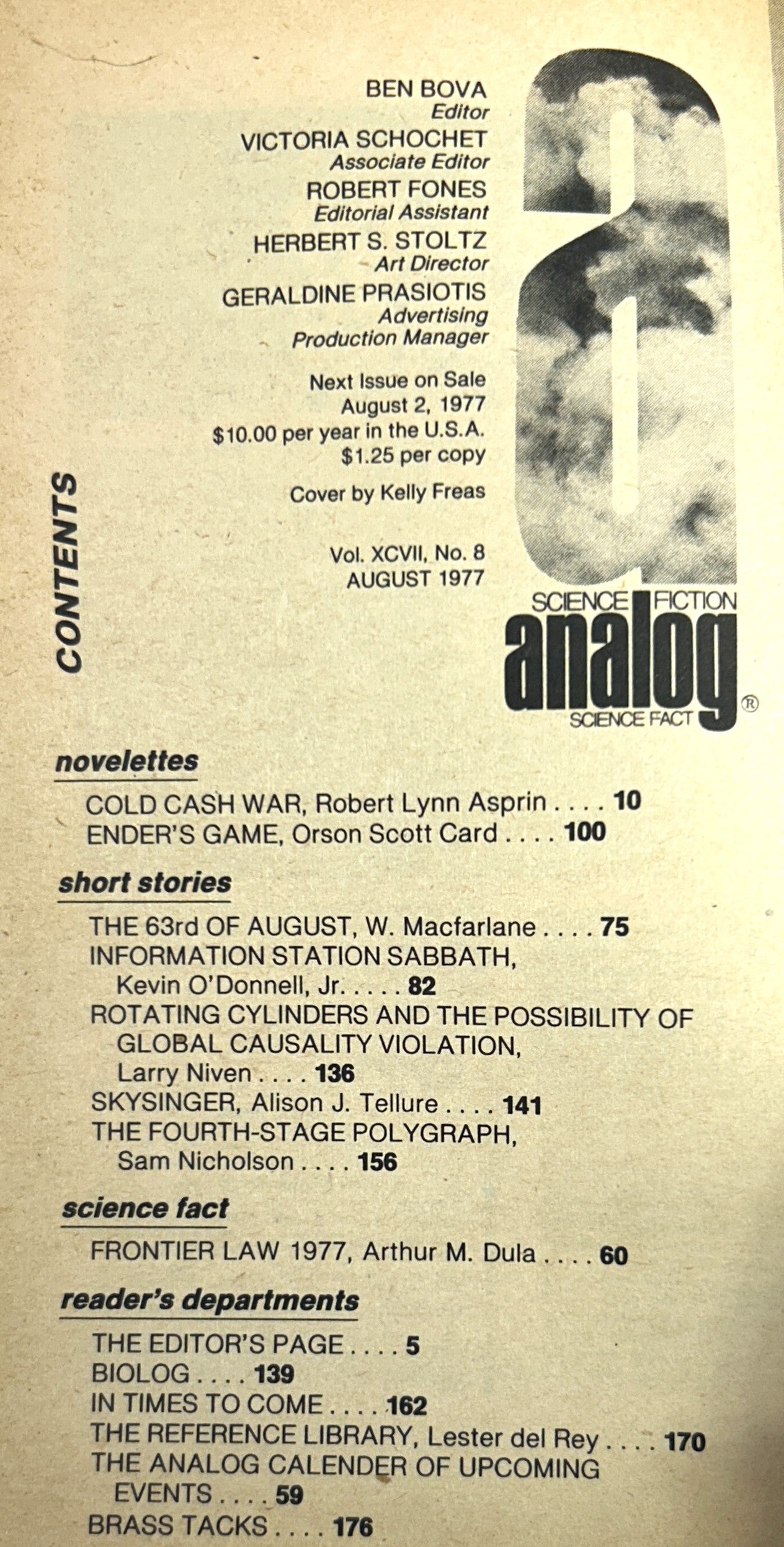 Complete 1977 Analog (includes Aug 1977 Ender's Game)