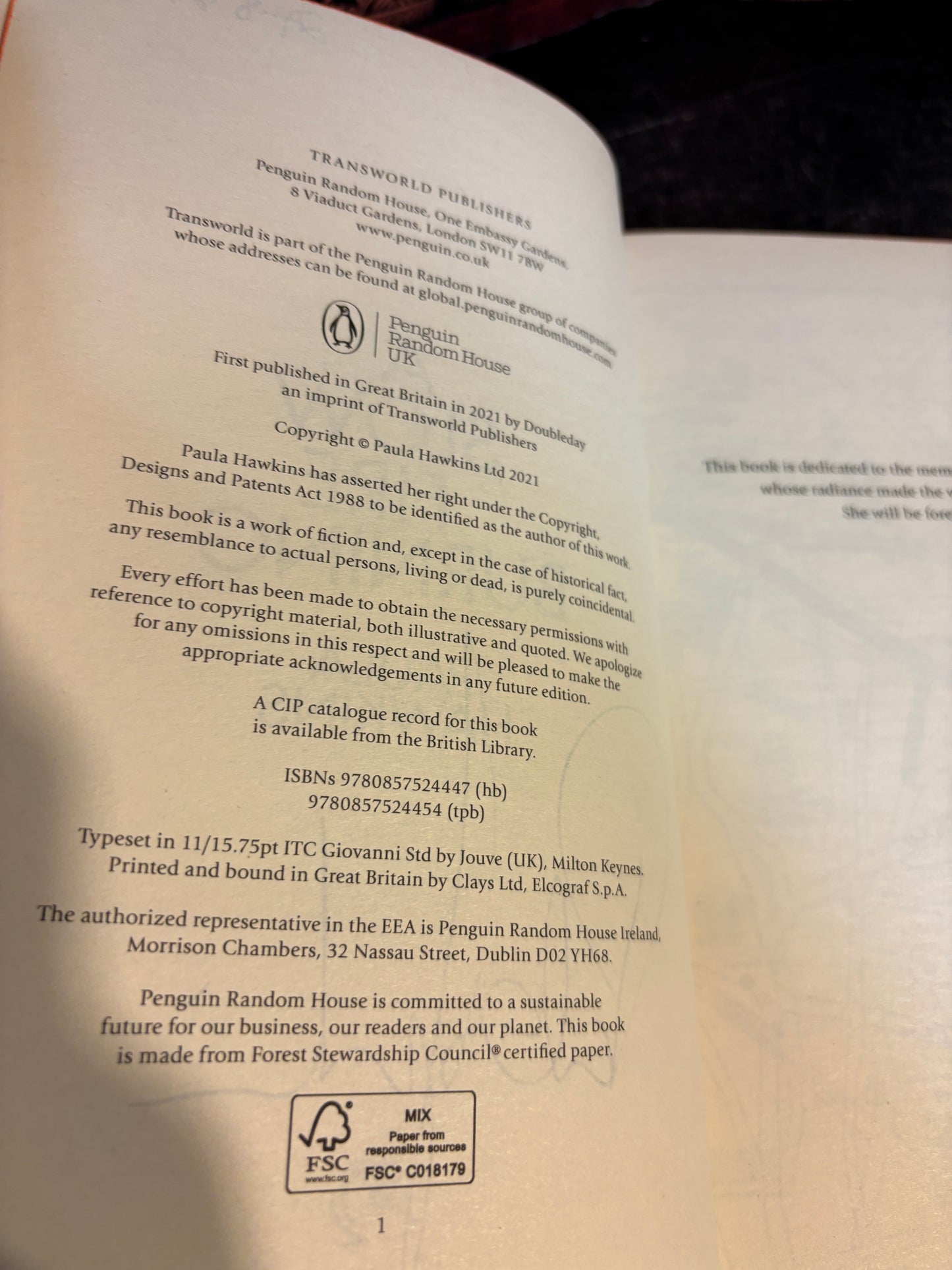 A Slow Fire Burning by Paula Hawkins SIGNED 1st Edition w/ Sprayed Edges