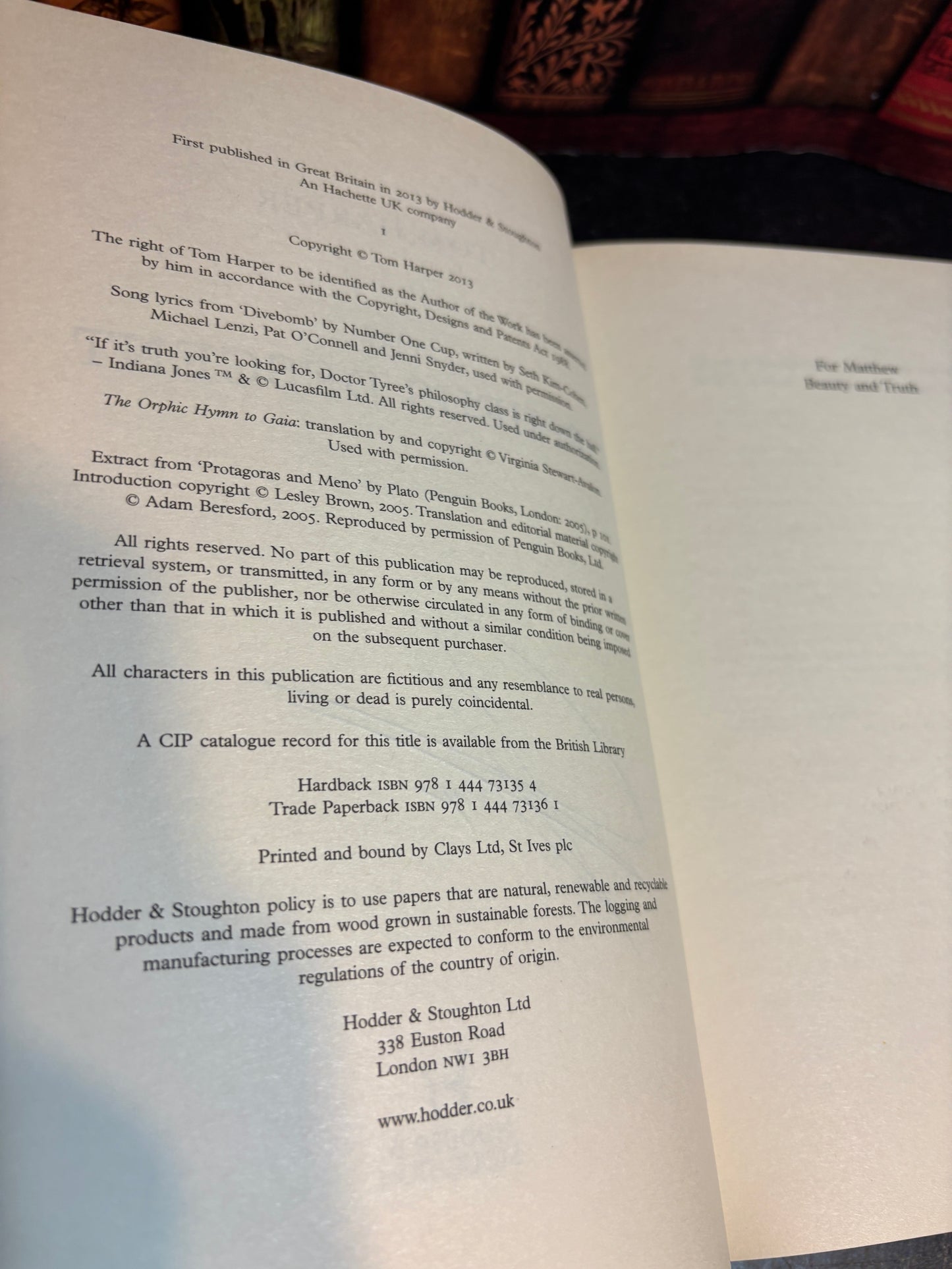 The Orpheus Descent by Tom Harper SIGNED 1st Edition 2003