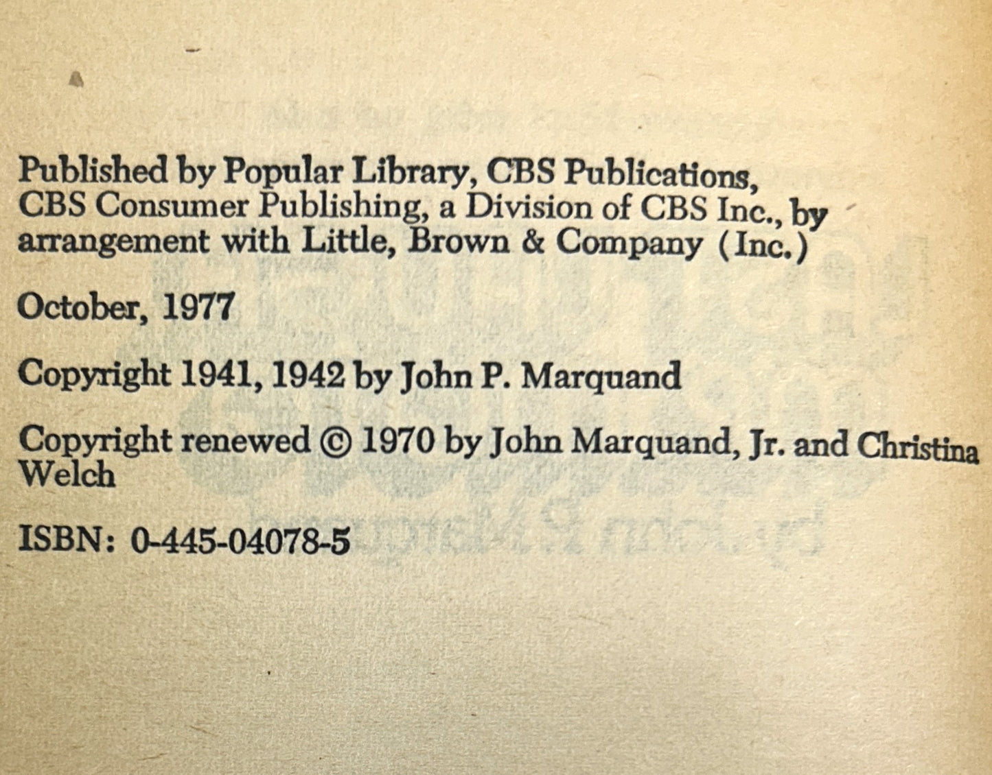 Set of 5 Mr. Moto by John P. Marquand 1977