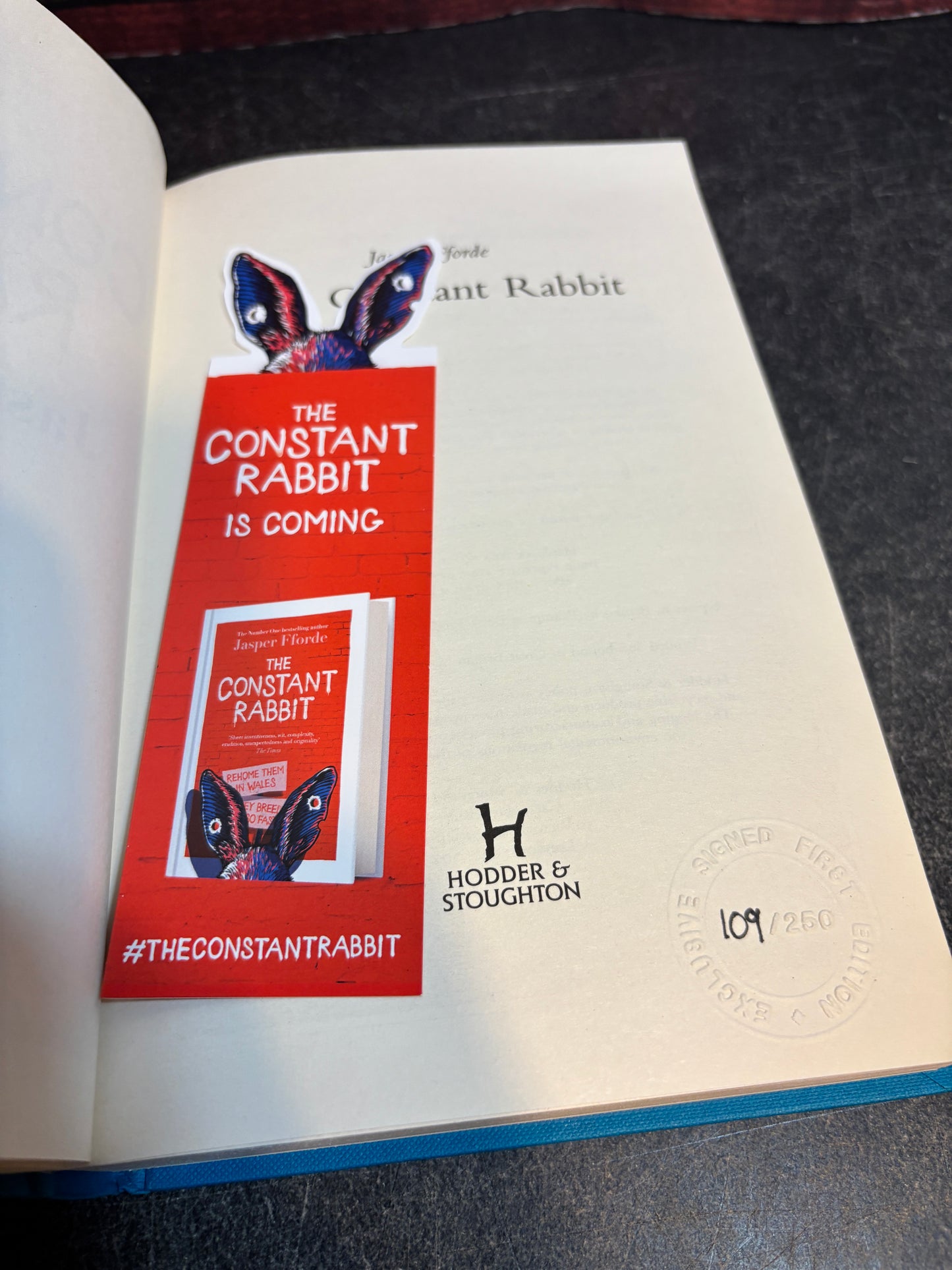 The Constant Rabbit by Jasper Fforde SIGNED Limited Edition #109/250 UK 1st Edition