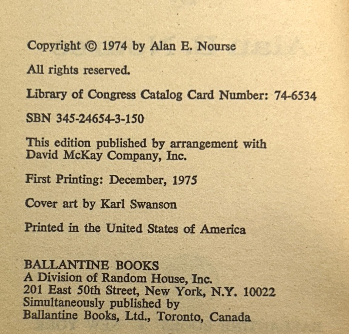 The Bladerunner by Alan E. Nourse 1975 1st Printing