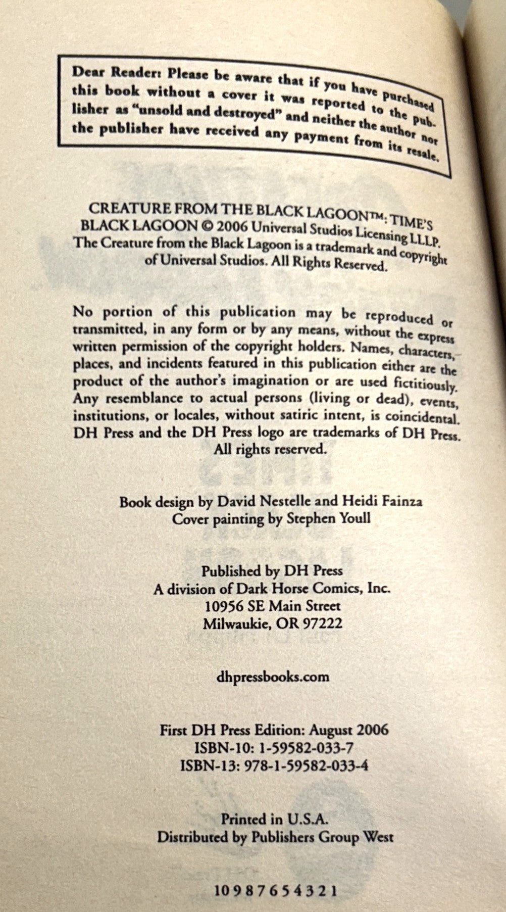 Creature from the Black Lagoon: Time's Black Lagoon by Paul di Filippo 2006 1st Printing