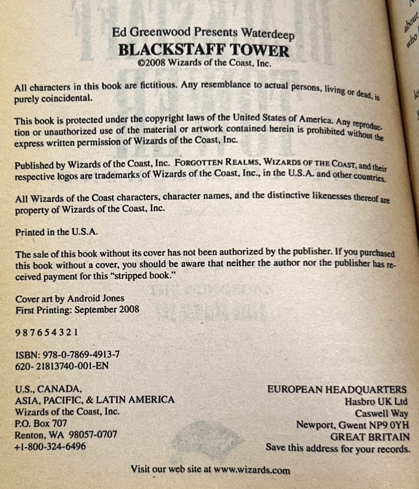 Forgotten Realms: Set of 2 Waterdeep by Jaleigh Johnson & Steven Schend 2008 1st Printing