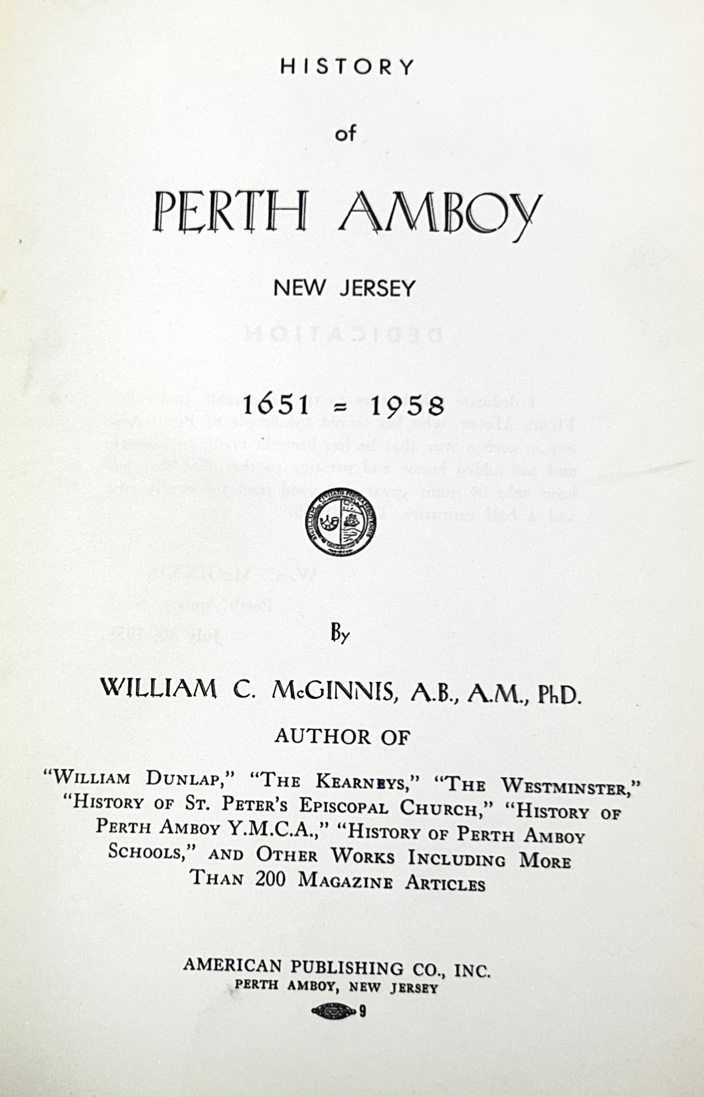 Set of 4 History of Perth Amboy by William C. McGinnis 1958-1962 SIGNED